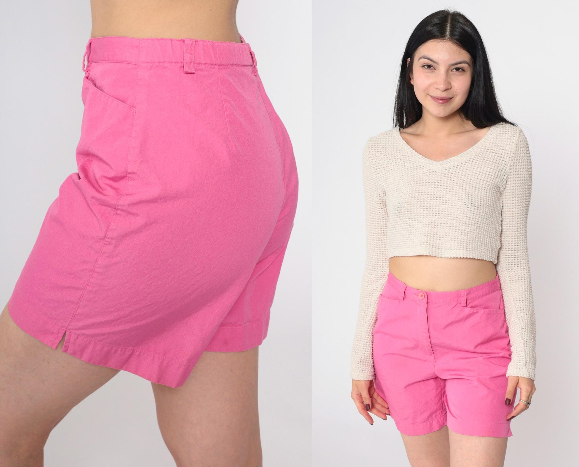 Y2K Liz Claiborne Hot Pink High-Waisted Cotton Shorts Petite 4