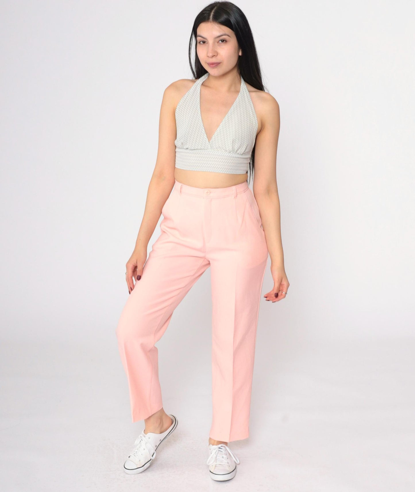 80s Levi's Bend Over Pink High-Waist Straight Leg Trousers Small