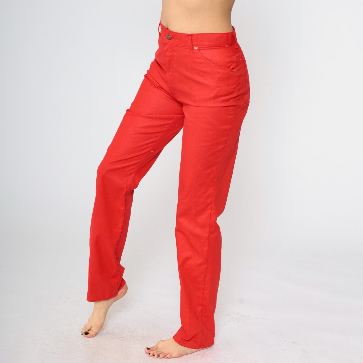80s Levi's Red High-Waist Straight Leg Trousers Medium