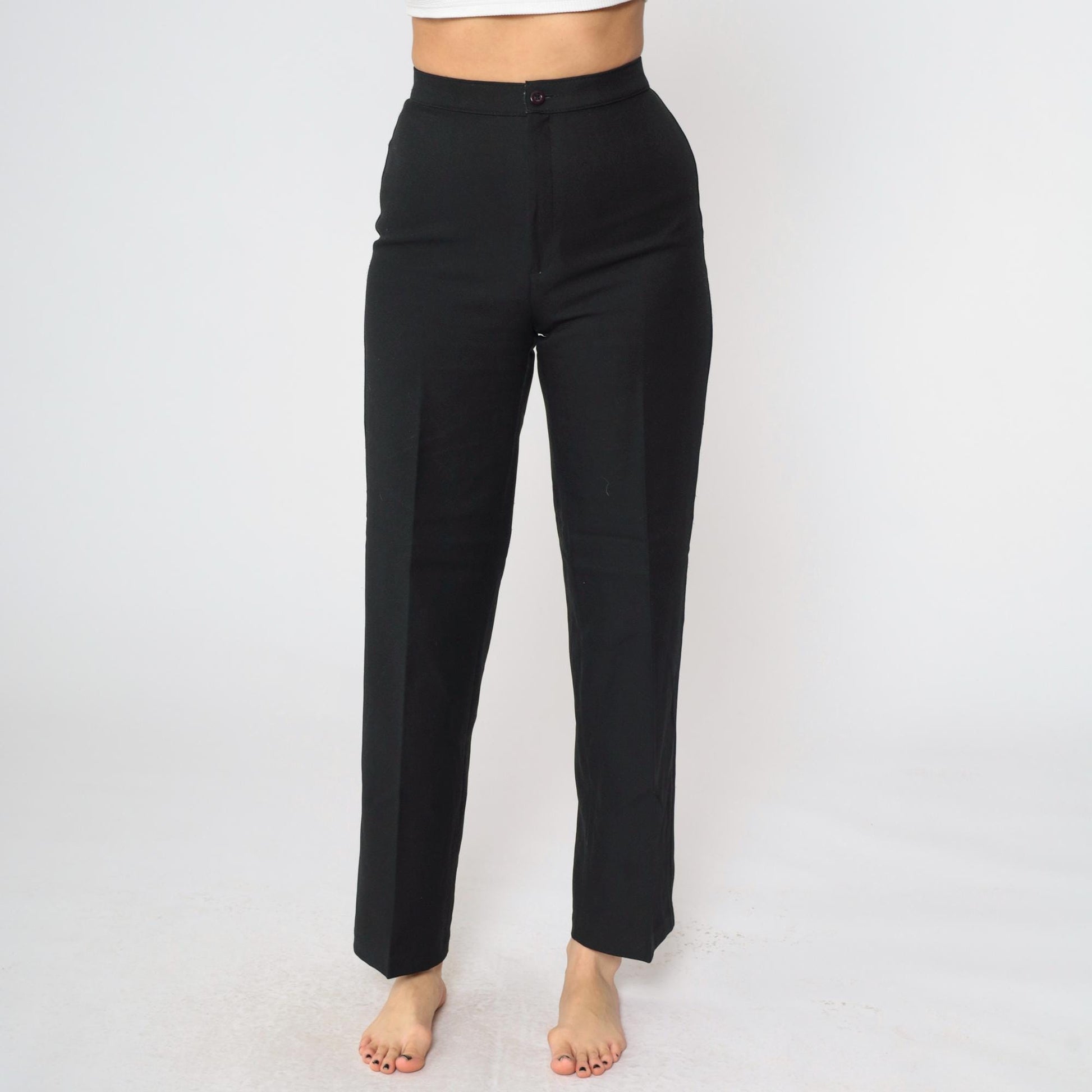 80s Black High-Rise Straight Trousers Bend Over Small S