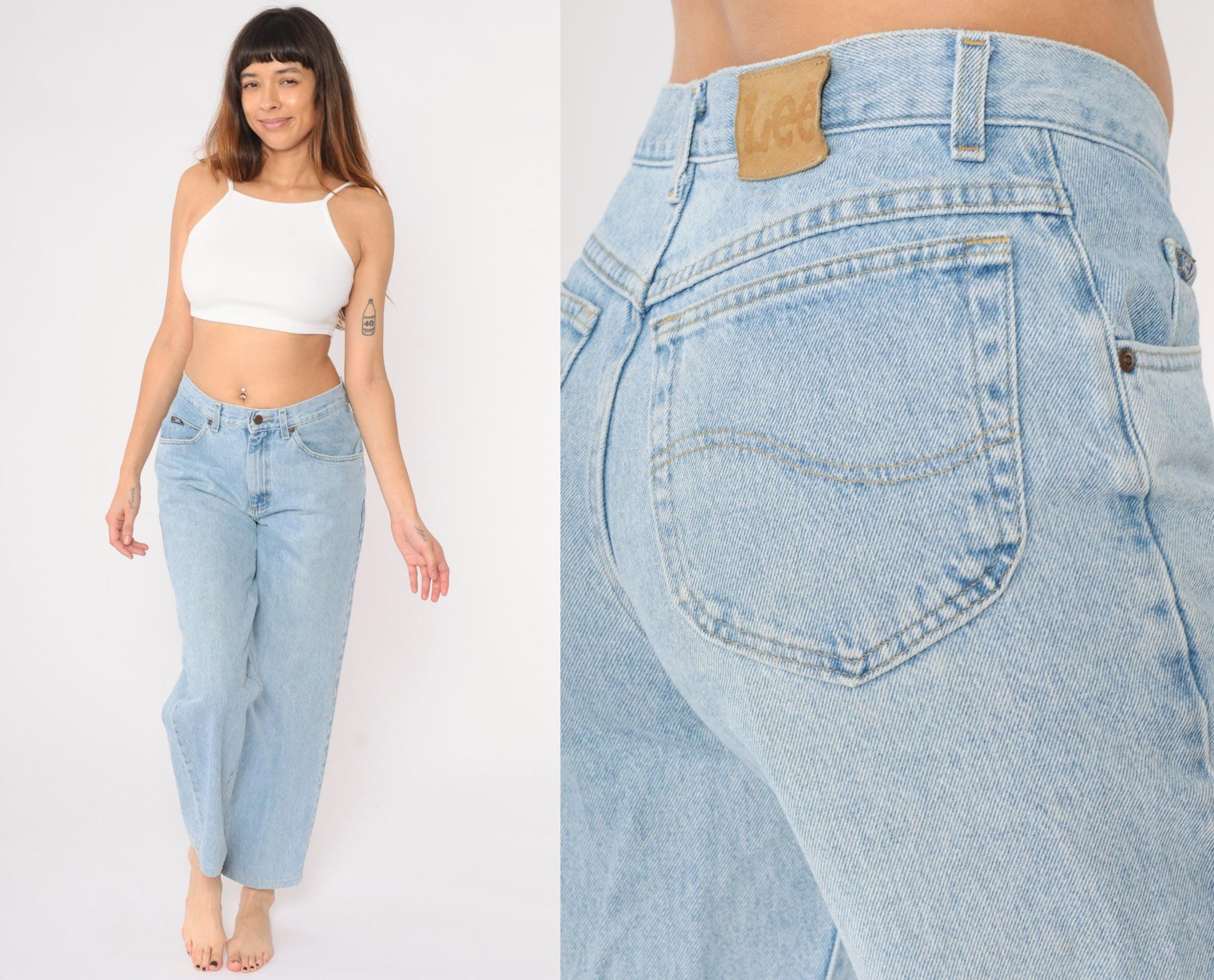 90s Lee High Waist Straight Leg Mom Jeans Blue Denim Medium