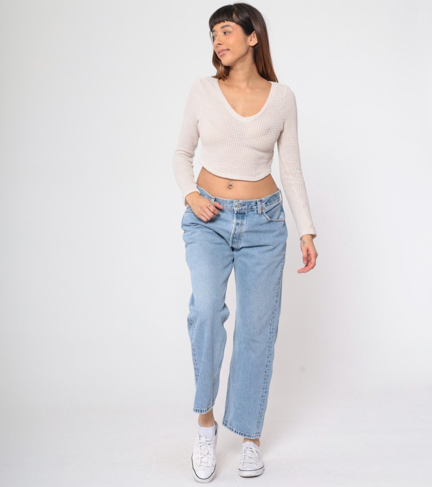 90s Levi's 501 Straight Leg Jeans High Rise Button Fly Blue Denim 36x29