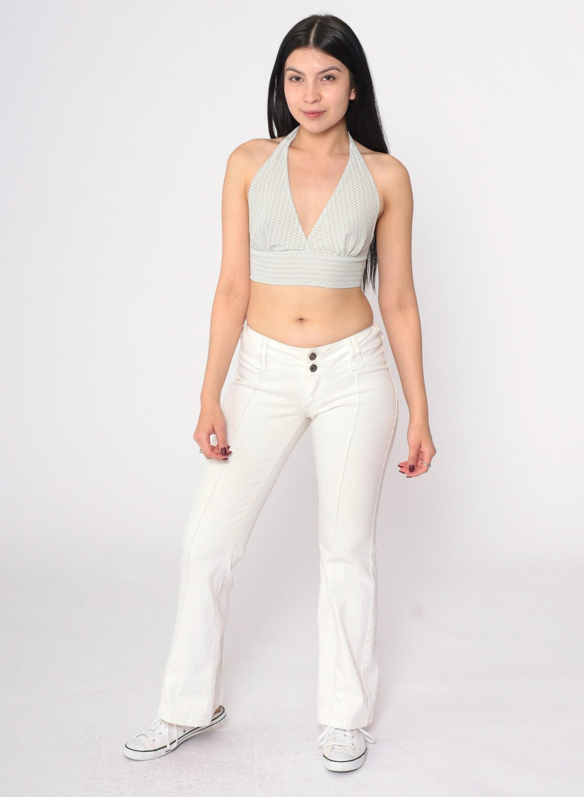 90s C'est Toi White Low Rise Flared Trousers Extra Small