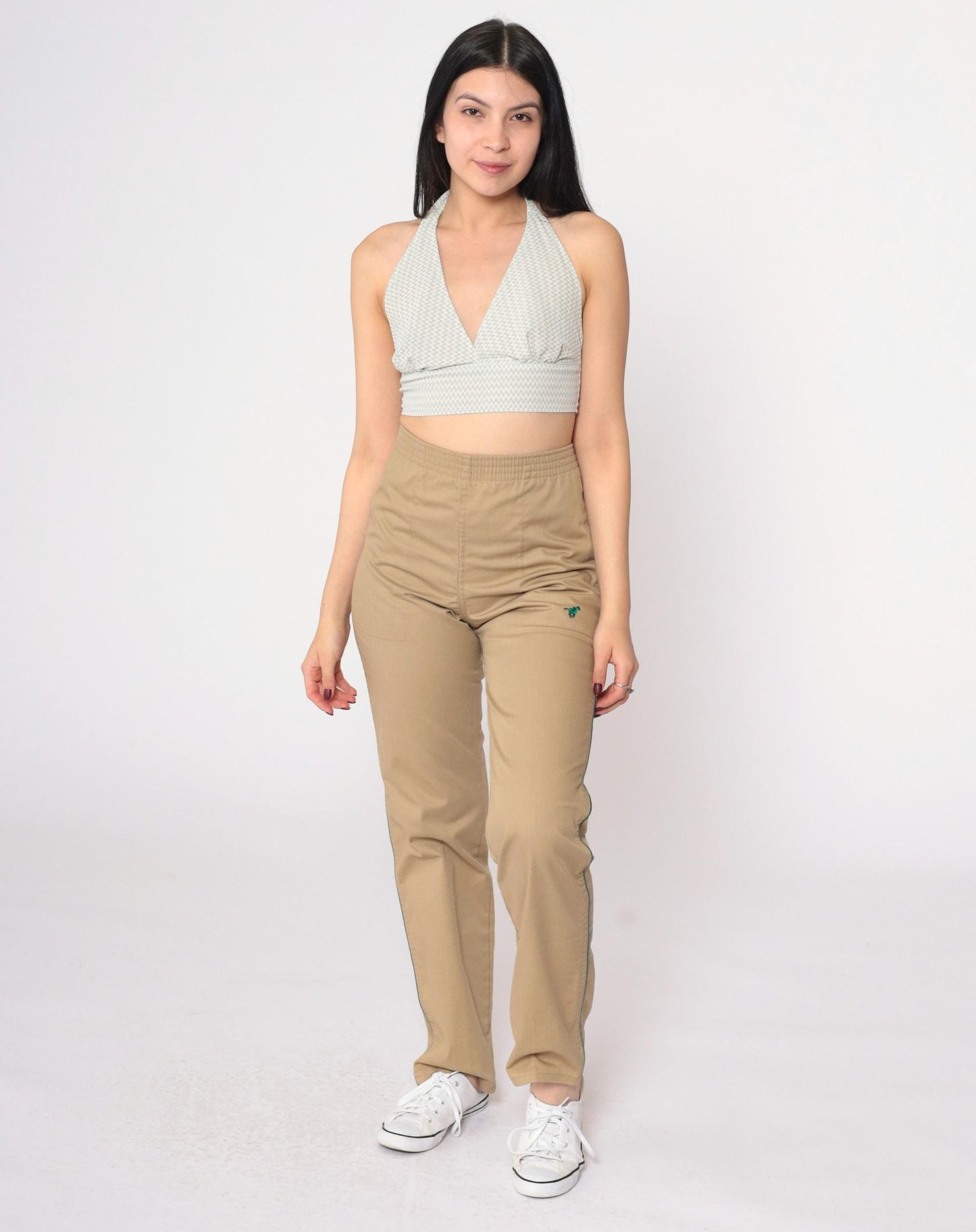80s Wrangler Tan Straight Leg High Waist Elastic Trousers Extra Small XS