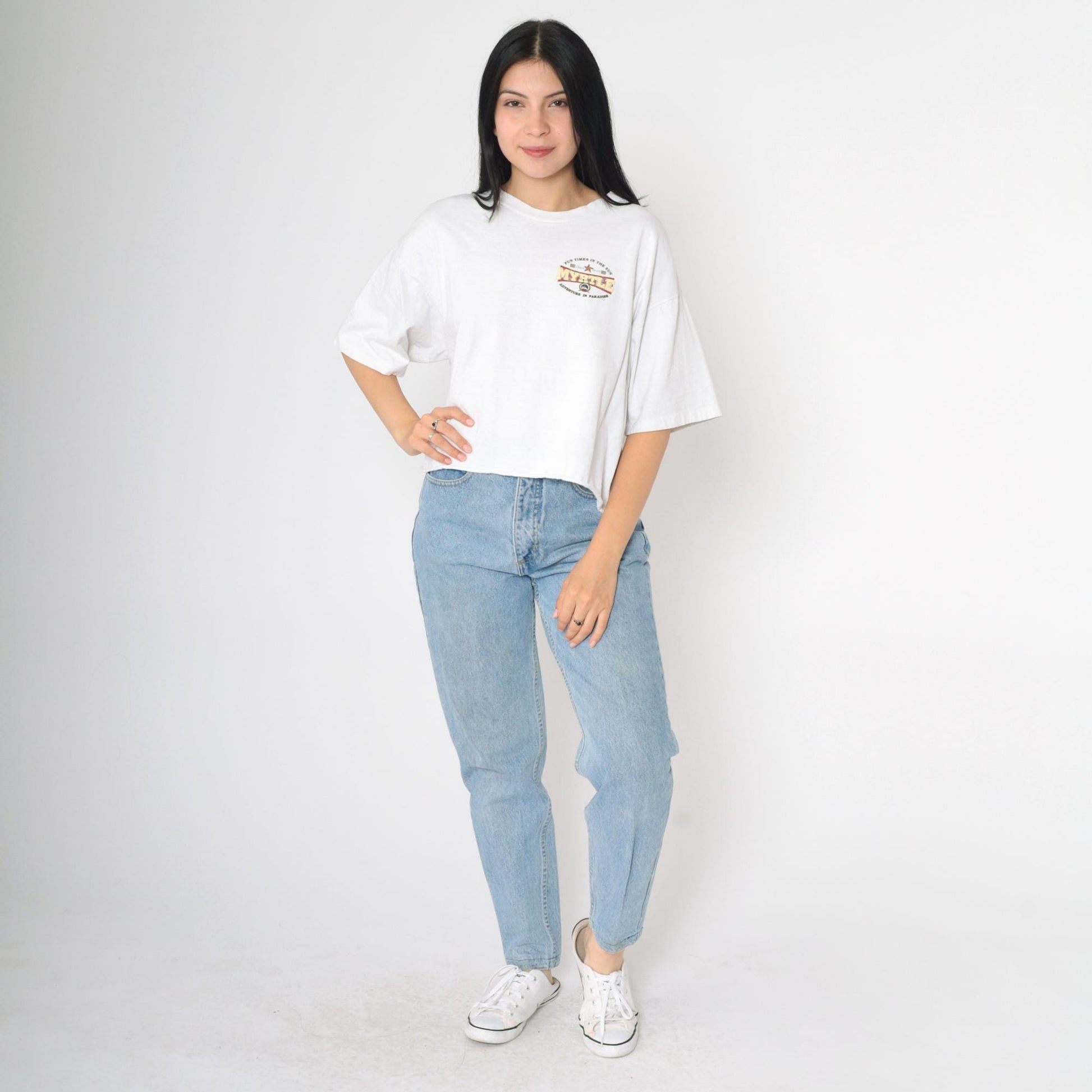 90s Myrtle Beach Graphic T-Shirt White Cotton Tee Extra Large XL