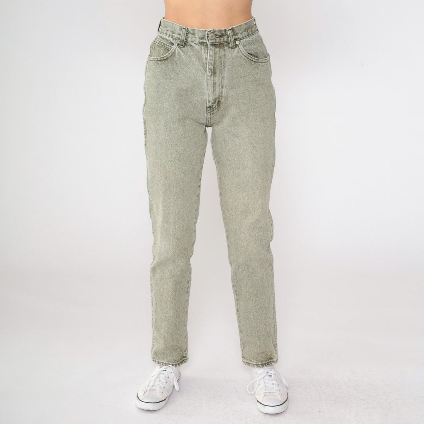 90s Jordache Olive Green High-Waisted Tapered Jeans Small S