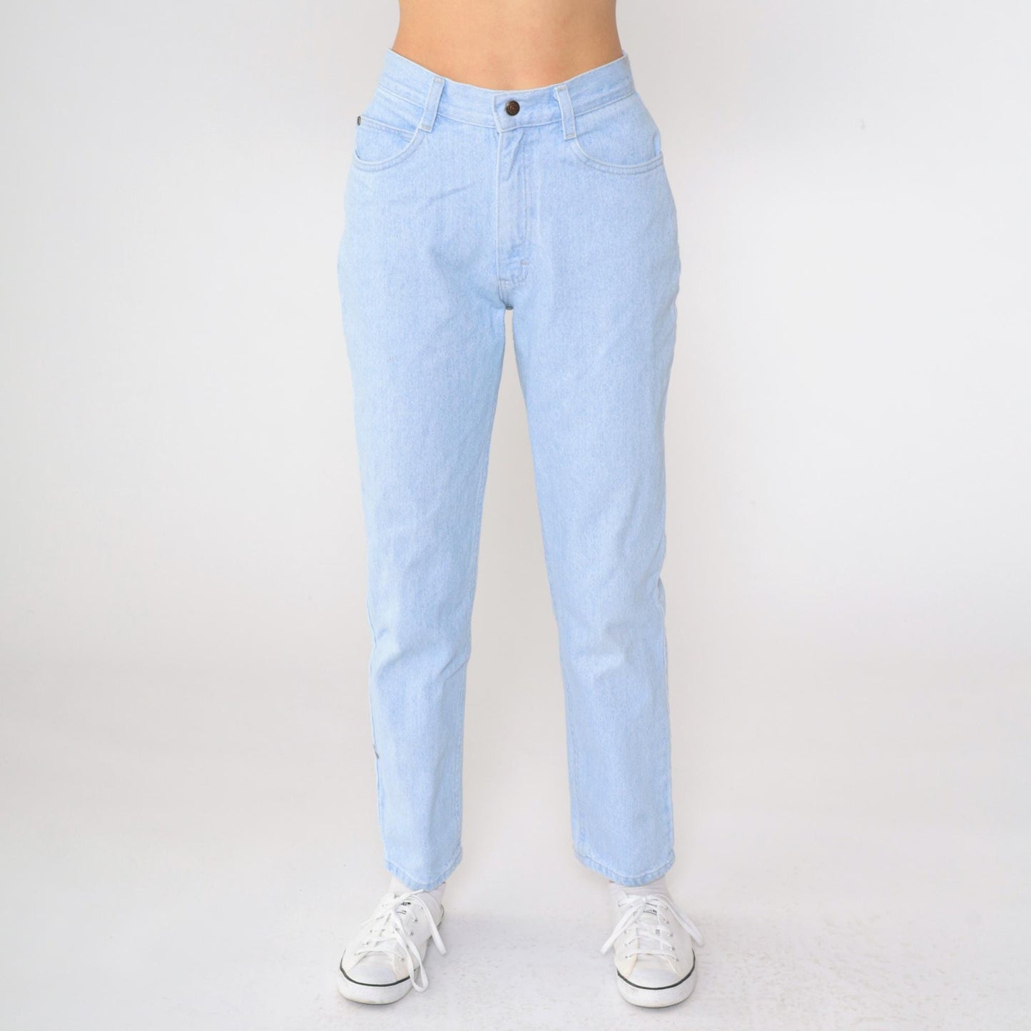 90s Lee High-Waist Tapered Jeans Light Wash Denim Medium