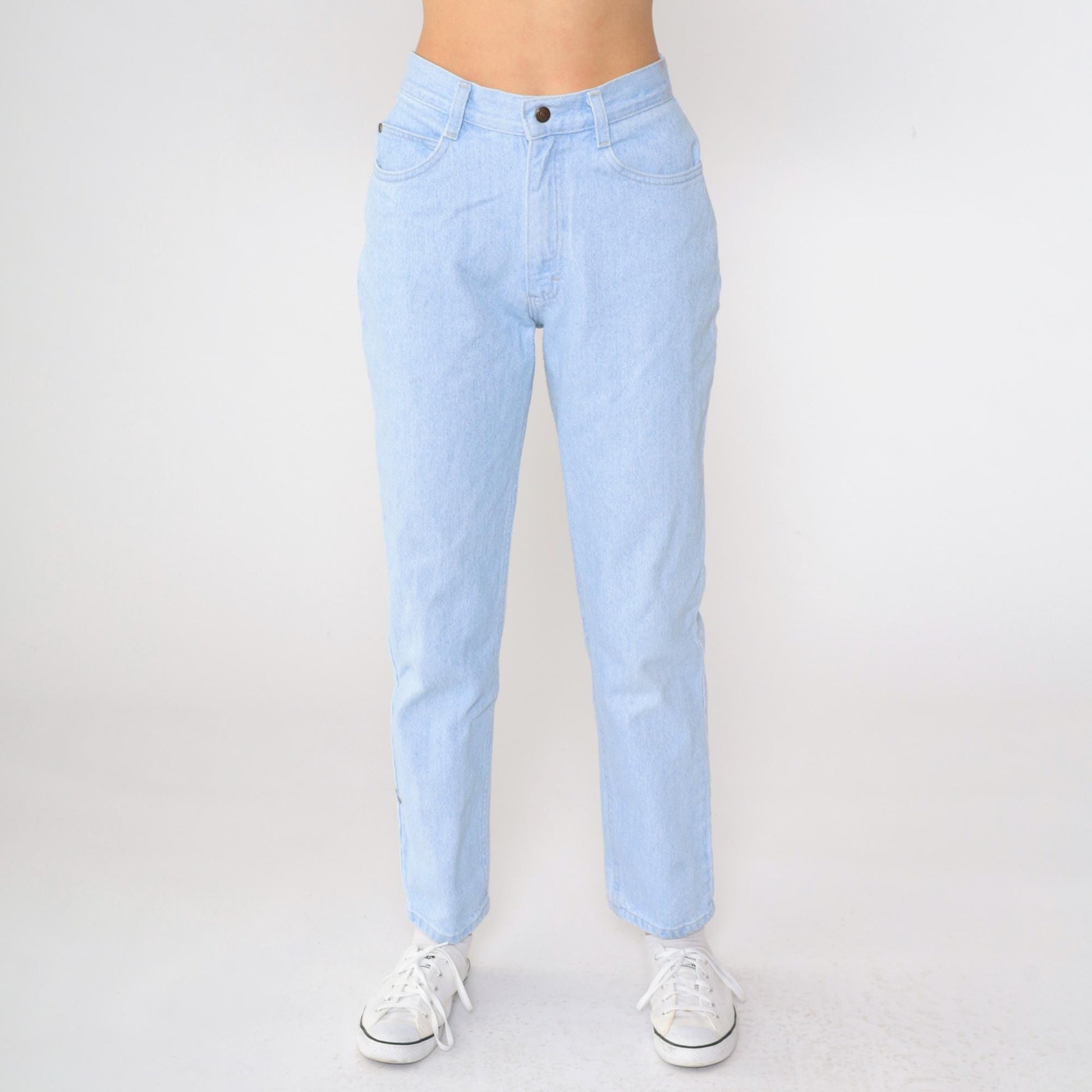 90s Lee High-Waist Tapered Jeans Light Wash Denim Medium