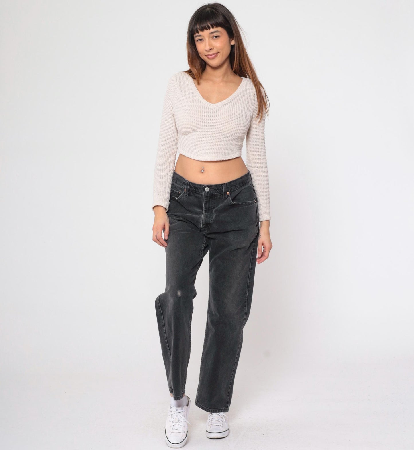 90s Levi's 505 Black Denim Jeans High Rise Straight Leg 34x30