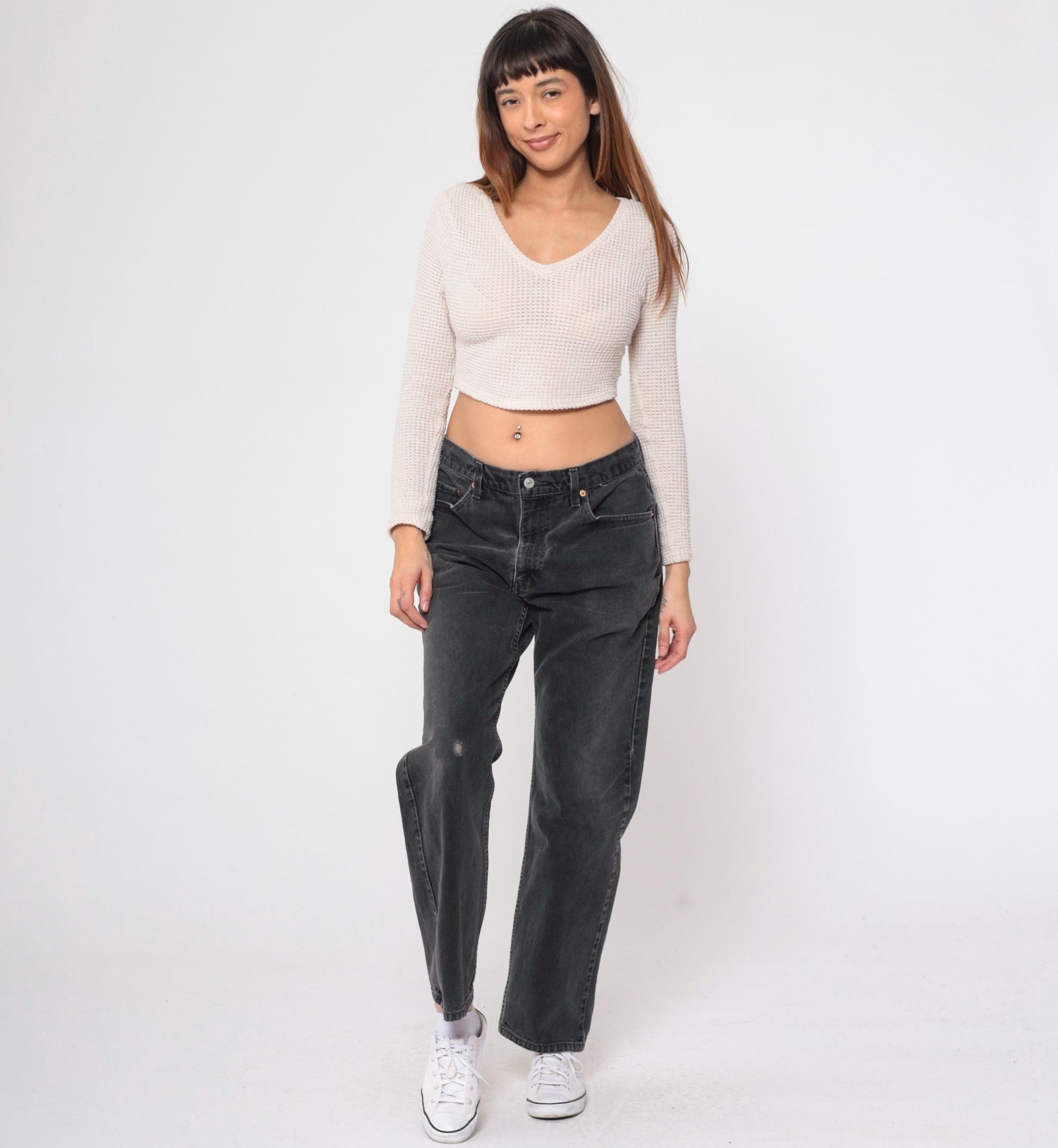 90s Levi's 505 Black Denim Jeans High Rise Straight Leg 34x30