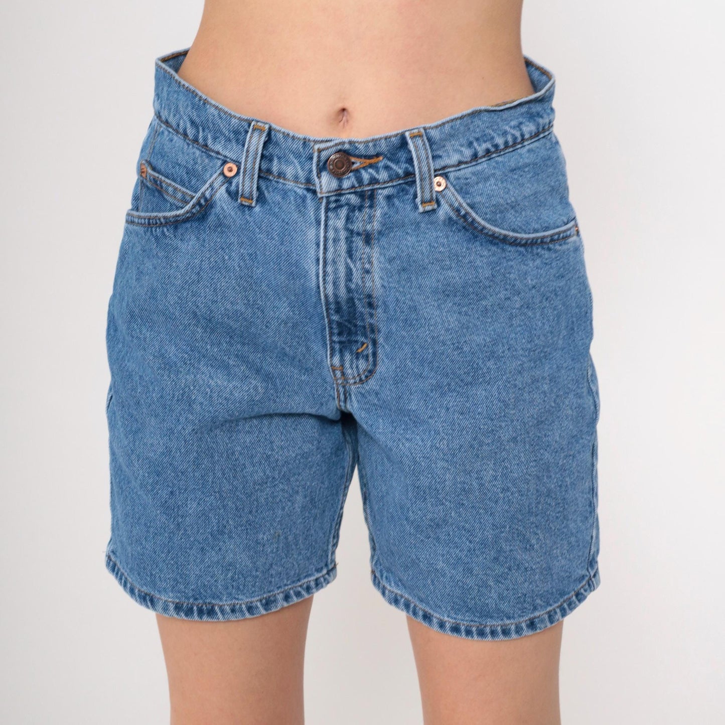 90s Levi's 550 High Waisted Denim Shorts Blue Medium 30