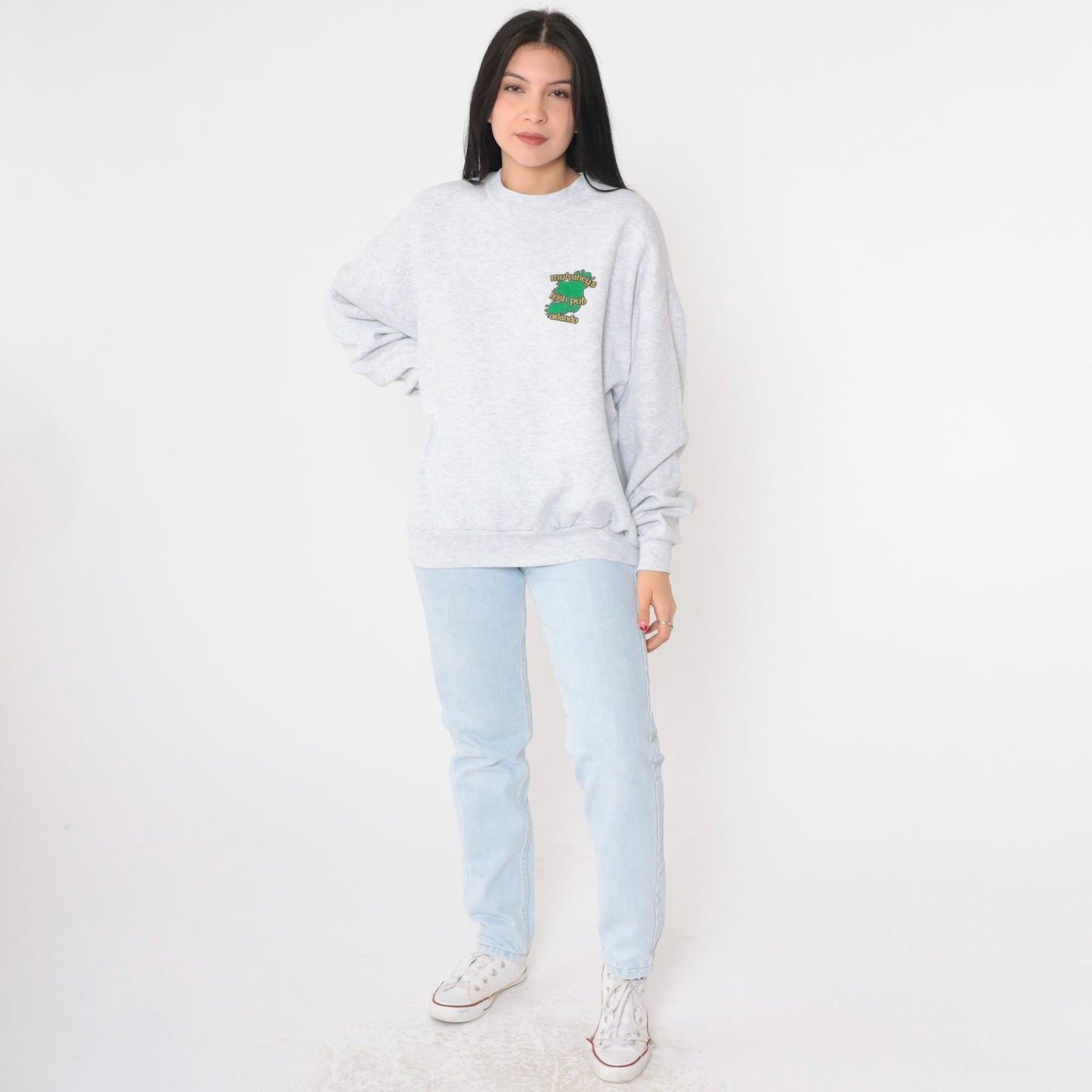 90s Mulvaney's Irish Pub Sweatshirt Grey Graphic Crewneck Large