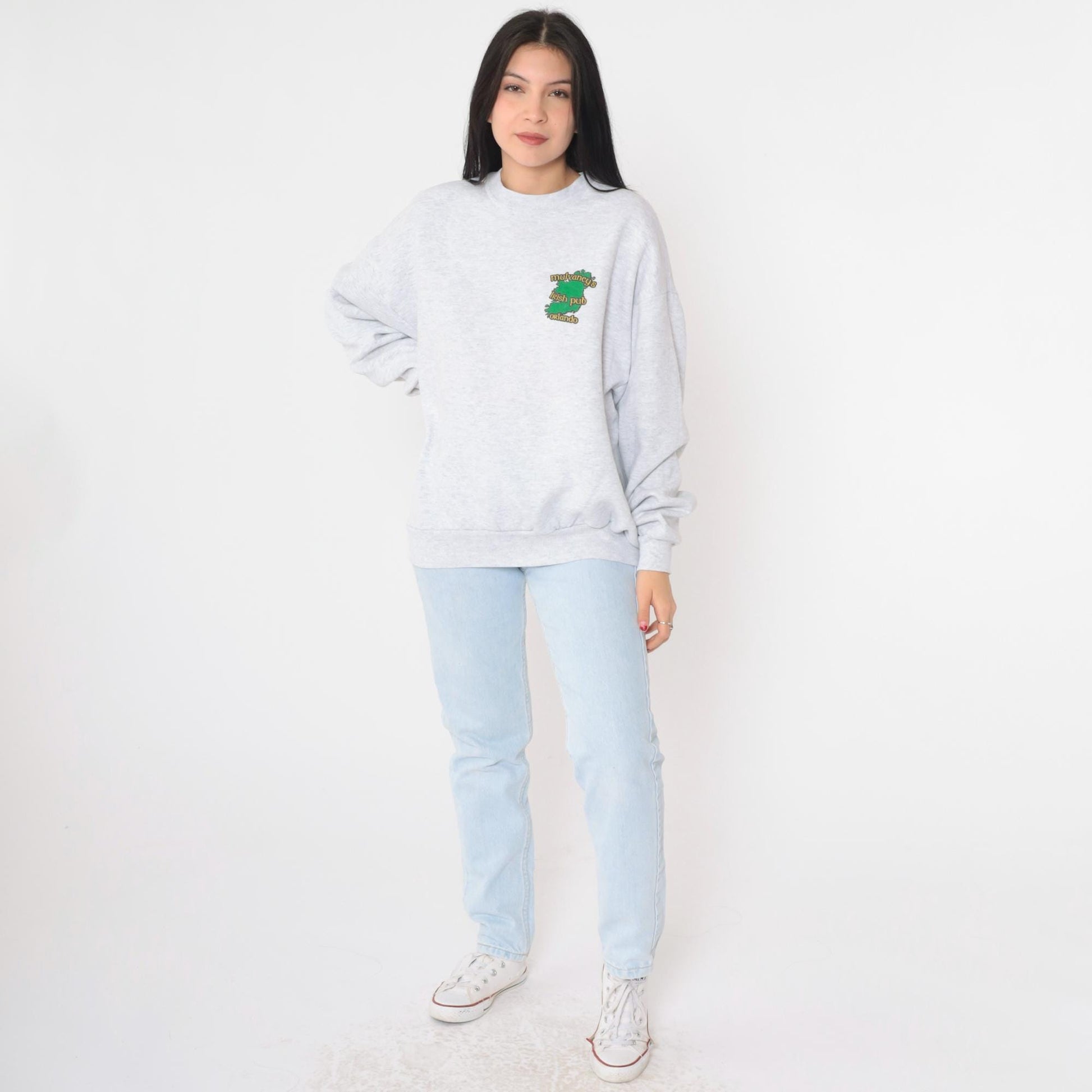 90s Mulvaney's Irish Pub Sweatshirt Grey Graphic Crewneck Large