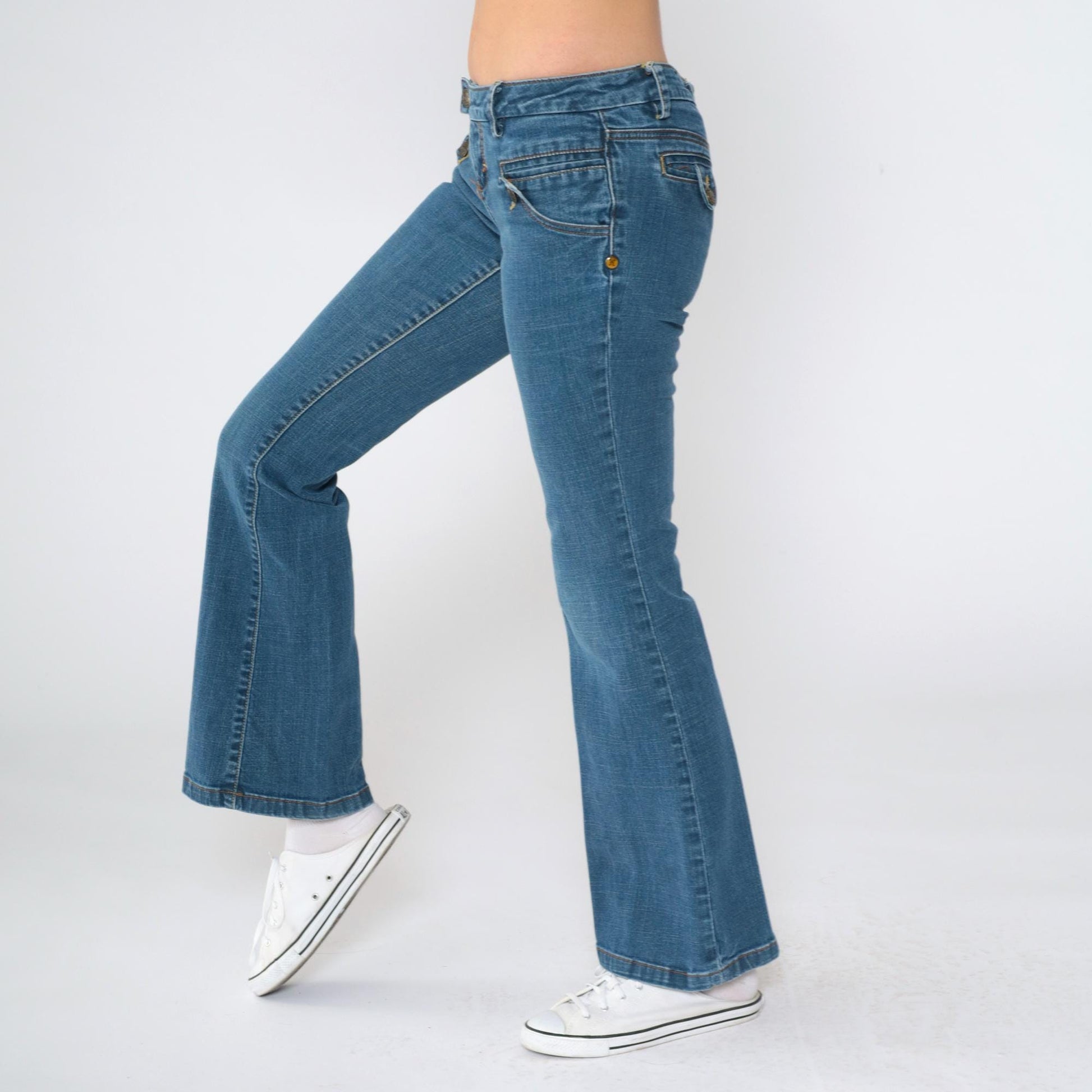 Y2K Jou Jou Royale Low Rise Flared Jeans Blue Denim Small 5/6