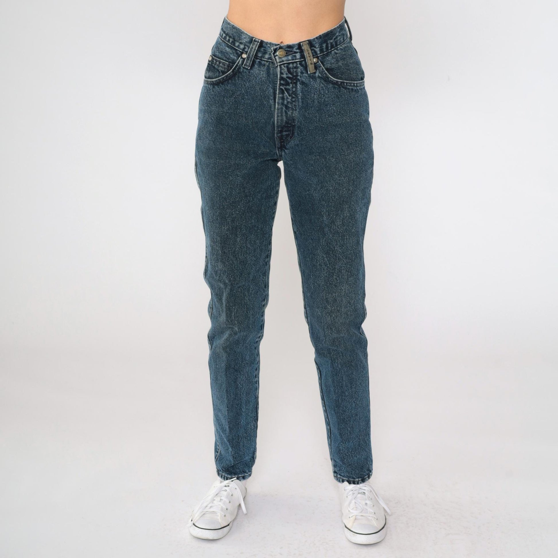 90s Levi's 900 Series High-Waist Tapered Mom Jeans Dark Blue Denim Extra Small