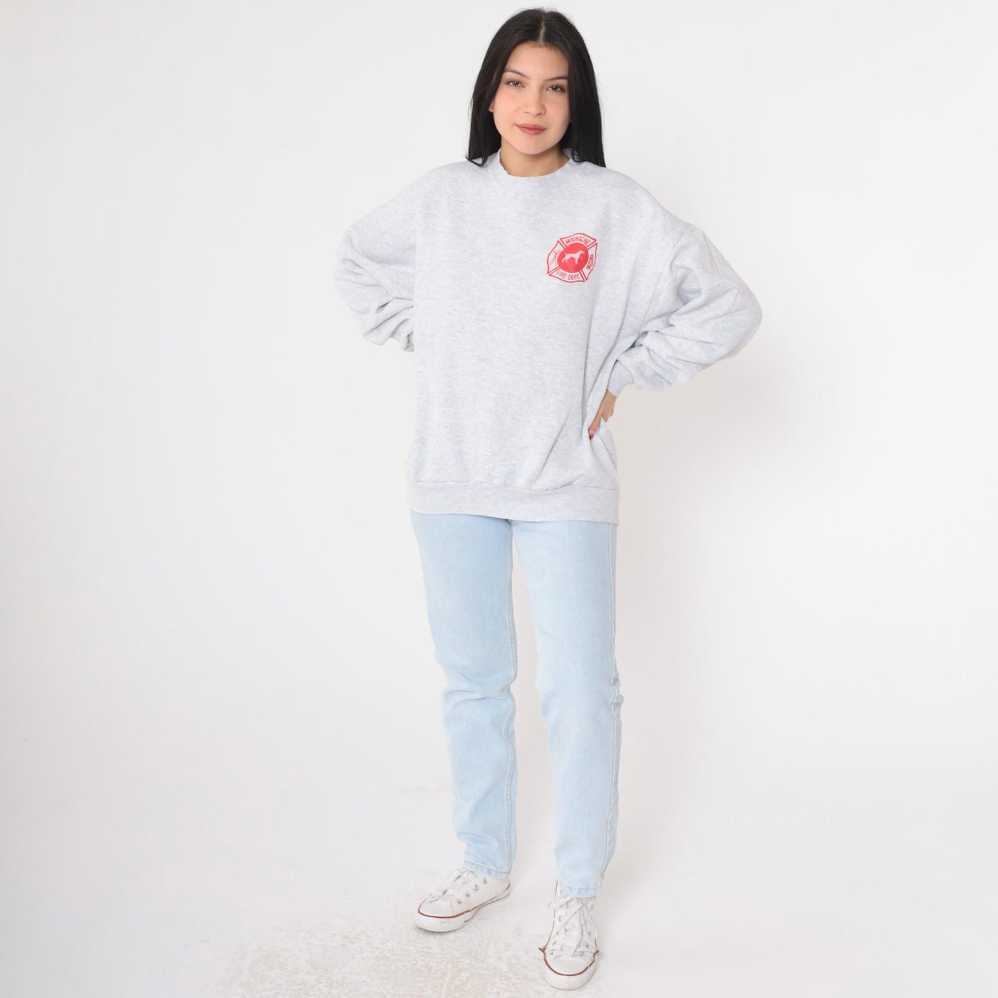90s Moonachie Fire Department Sweatshirt New Jersey Firefighter Grey Extra Large XXL