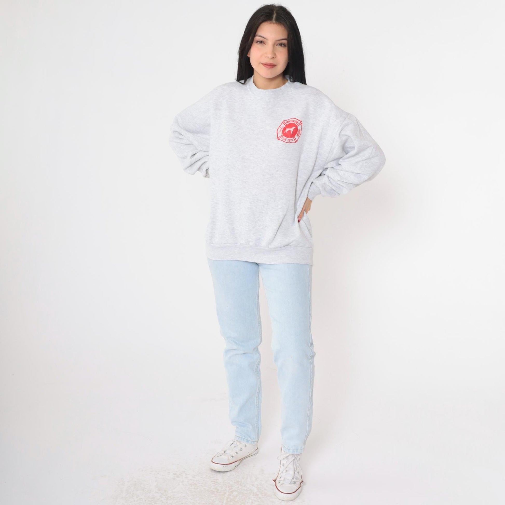 90s Moonachie Fire Department Sweatshirt New Jersey Firefighter Grey Extra Large XXL