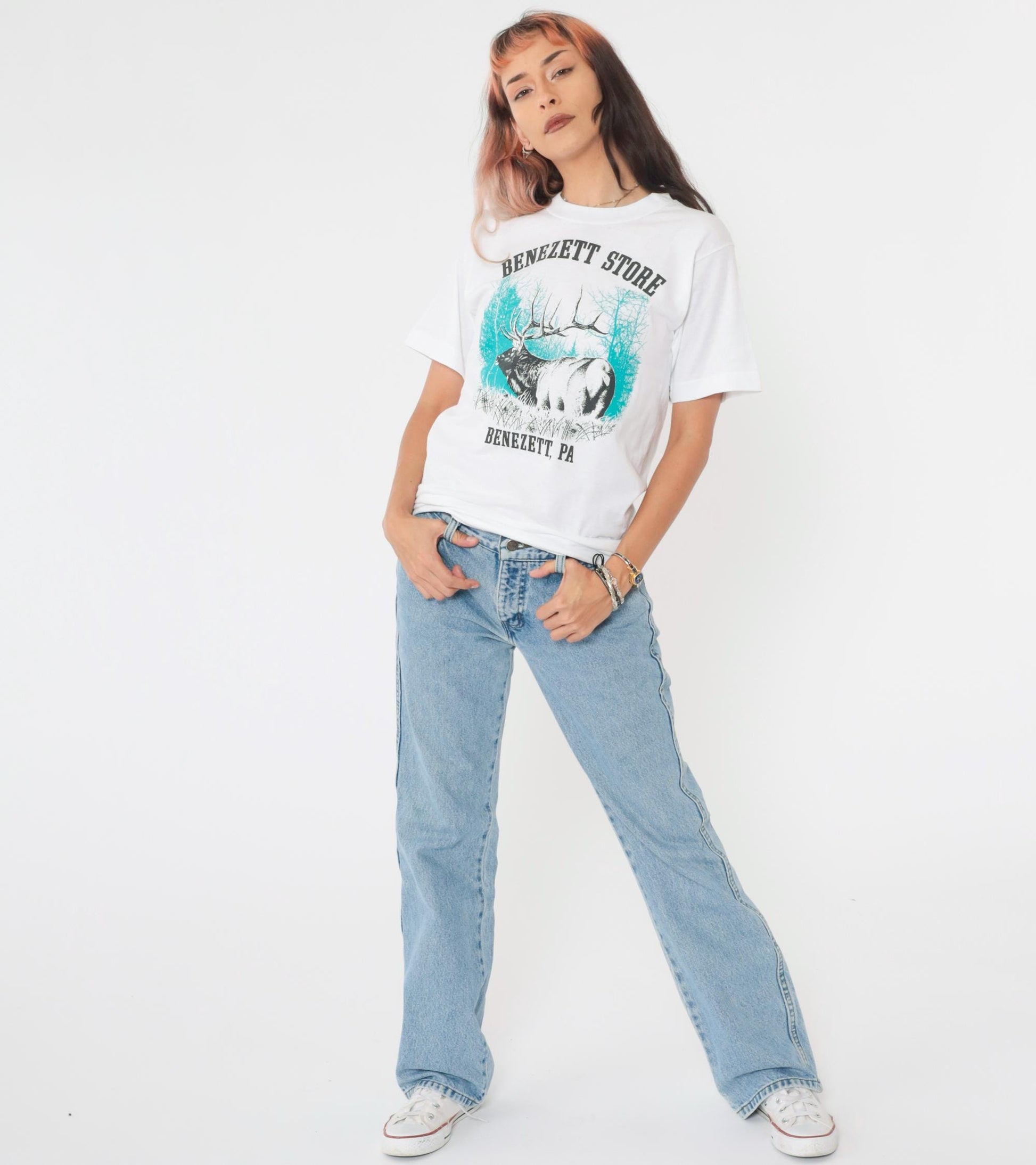 90s Benezett Store Pennsylvania Elk Graphic T-Shirt Small