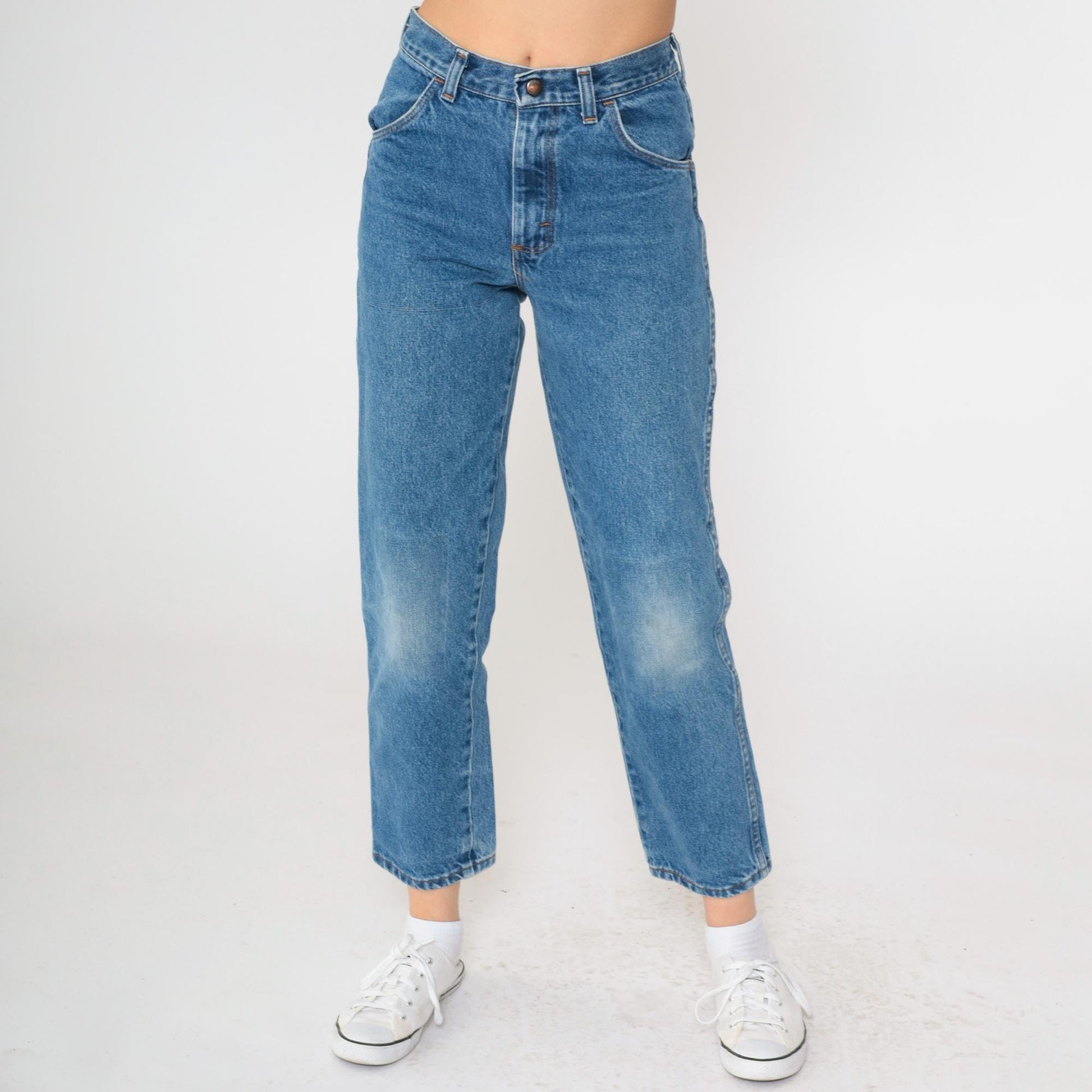 90s Toughskins High Rise Straight Leg Jeans Faded Blue Ankle XS