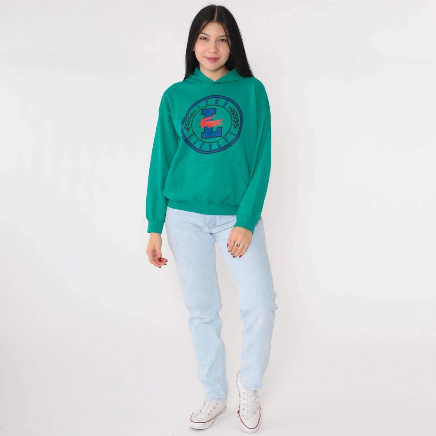 90s Izod Lacoste Green Hoodie Sweatshirt Small