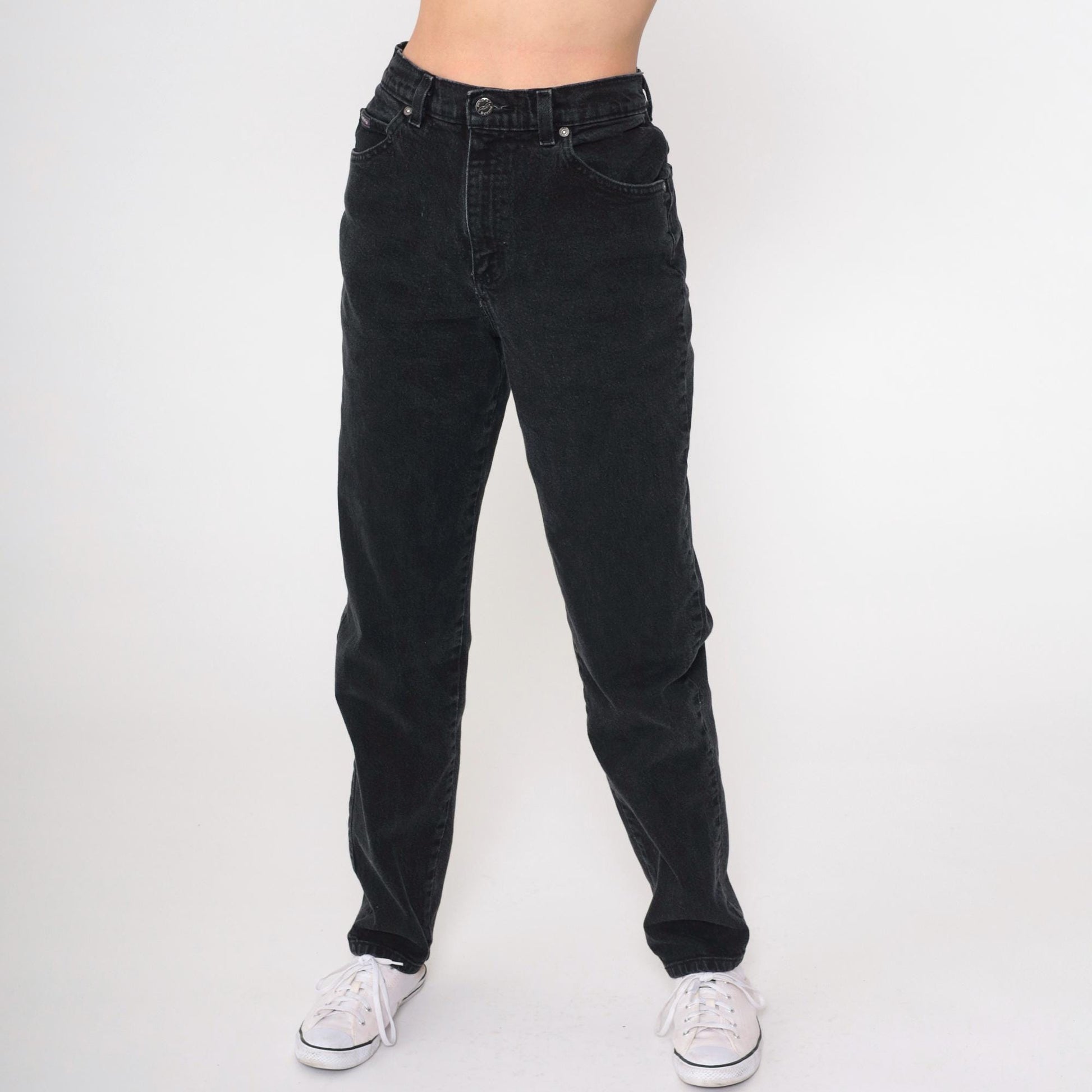 90s Riders Black High Rise Tapered Jeans Cotton Denim Small 6