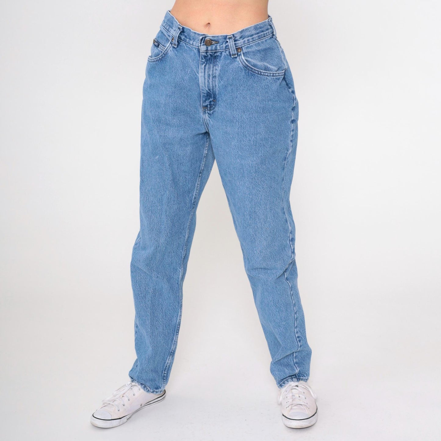 90s Lee High Waist Tapered Jeans Blue Denim Medium