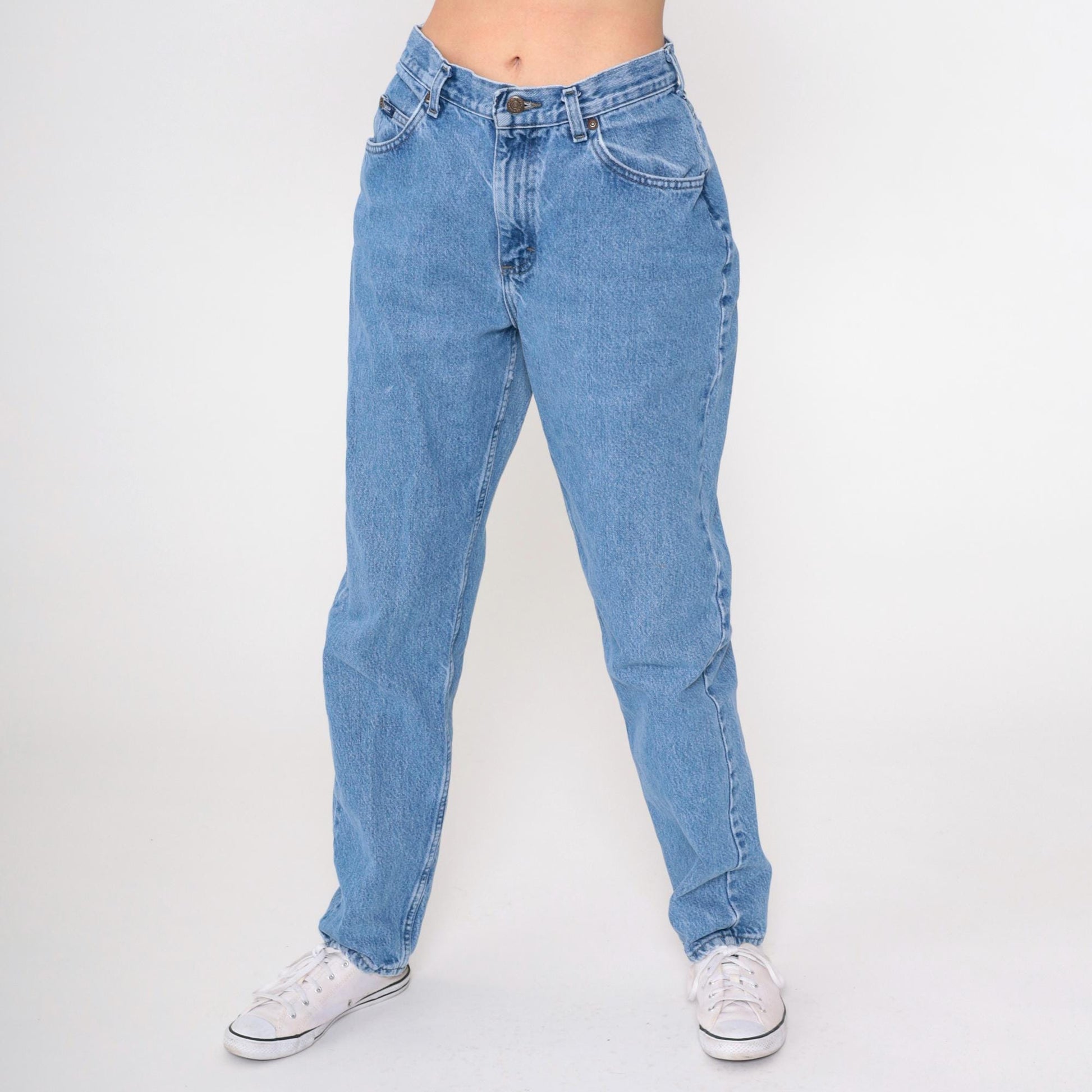 90s Lee High Waist Tapered Jeans Blue Denim Medium