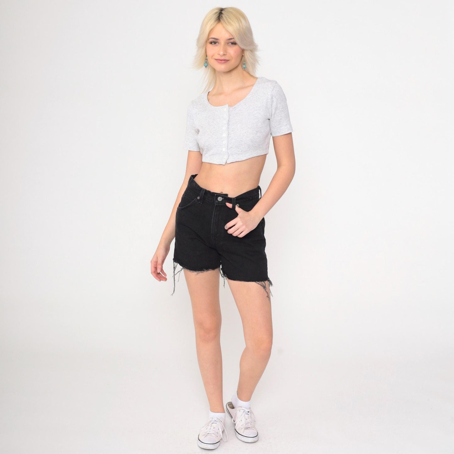 90s Levi's 912 Black Denim Cutoff Shorts High Rise Small