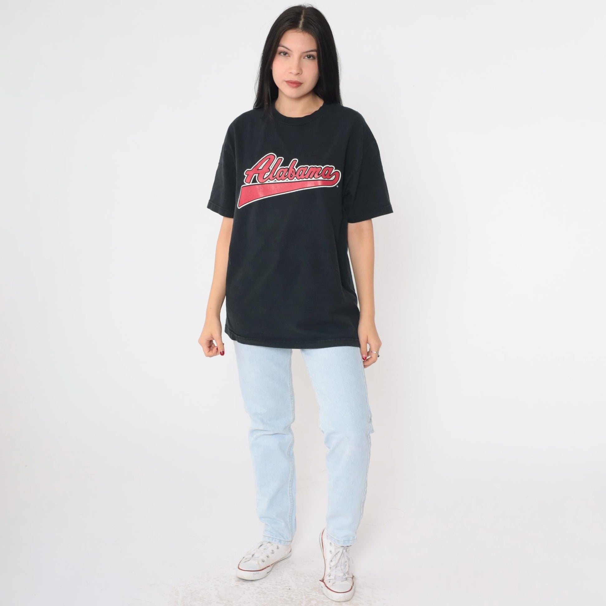 Y2K Alabama Graphic T-Shirt Black Cotton Tee Large L