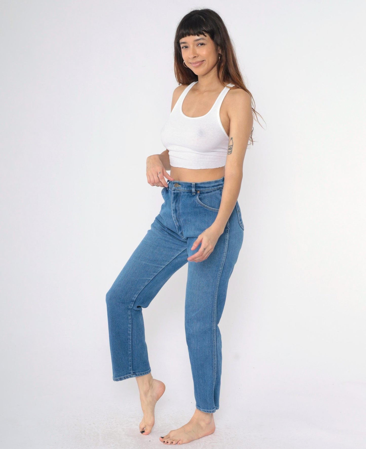 90s Lee High Waisted Straight Leg Jeans Blue Denim Medium