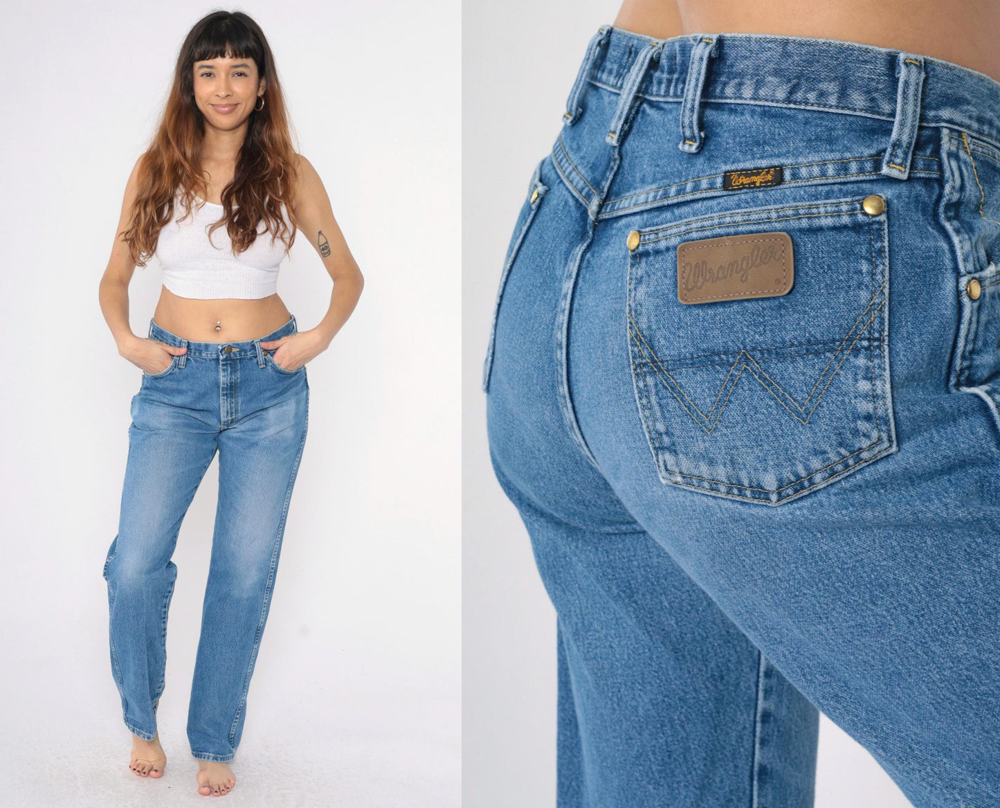 90s Wrangler George Strait Cowboy Cut Jeans Blue High Rise Tapered 32x34