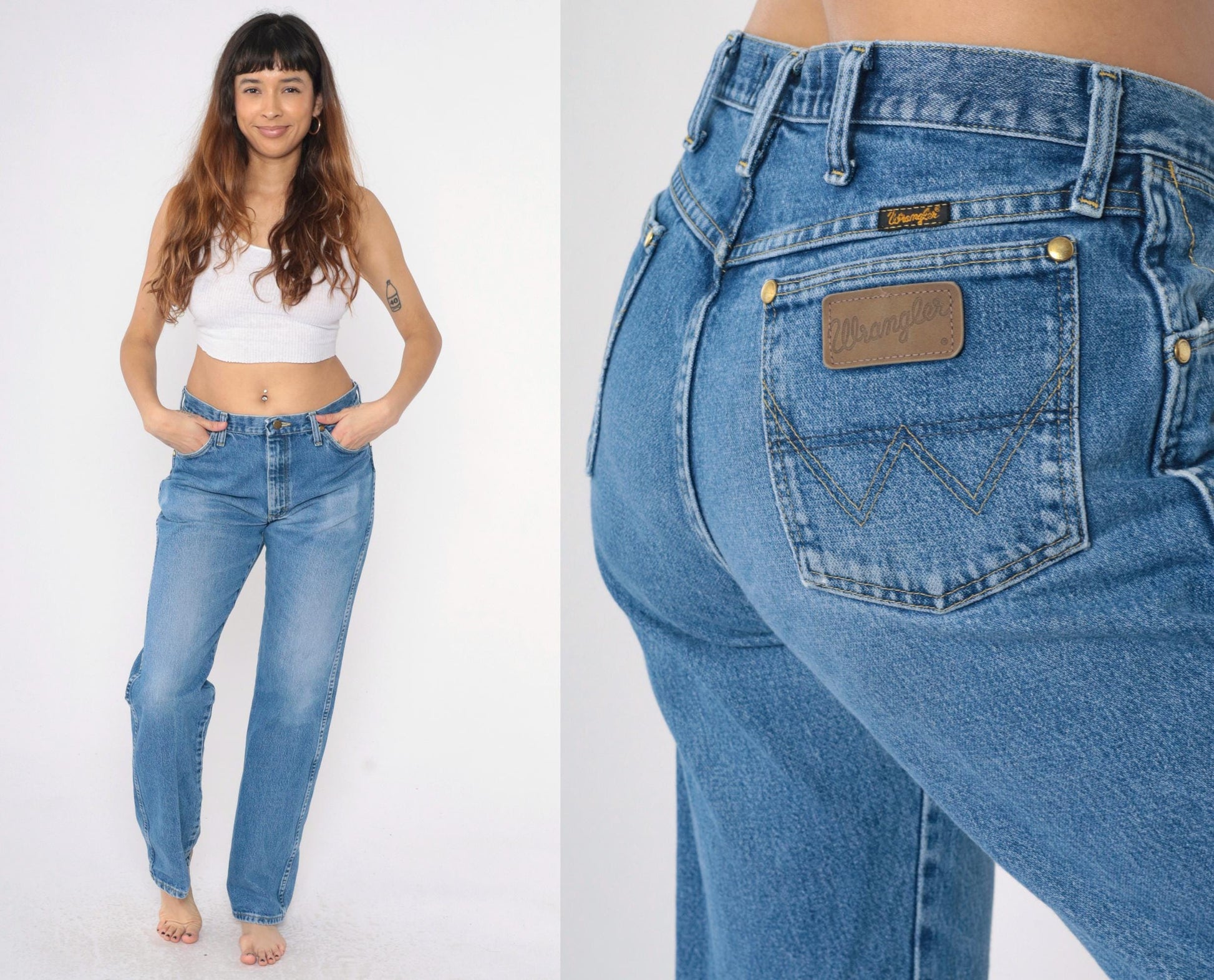 90s Wrangler George Strait Cowboy Cut Jeans Blue High Rise Tapered 32x34