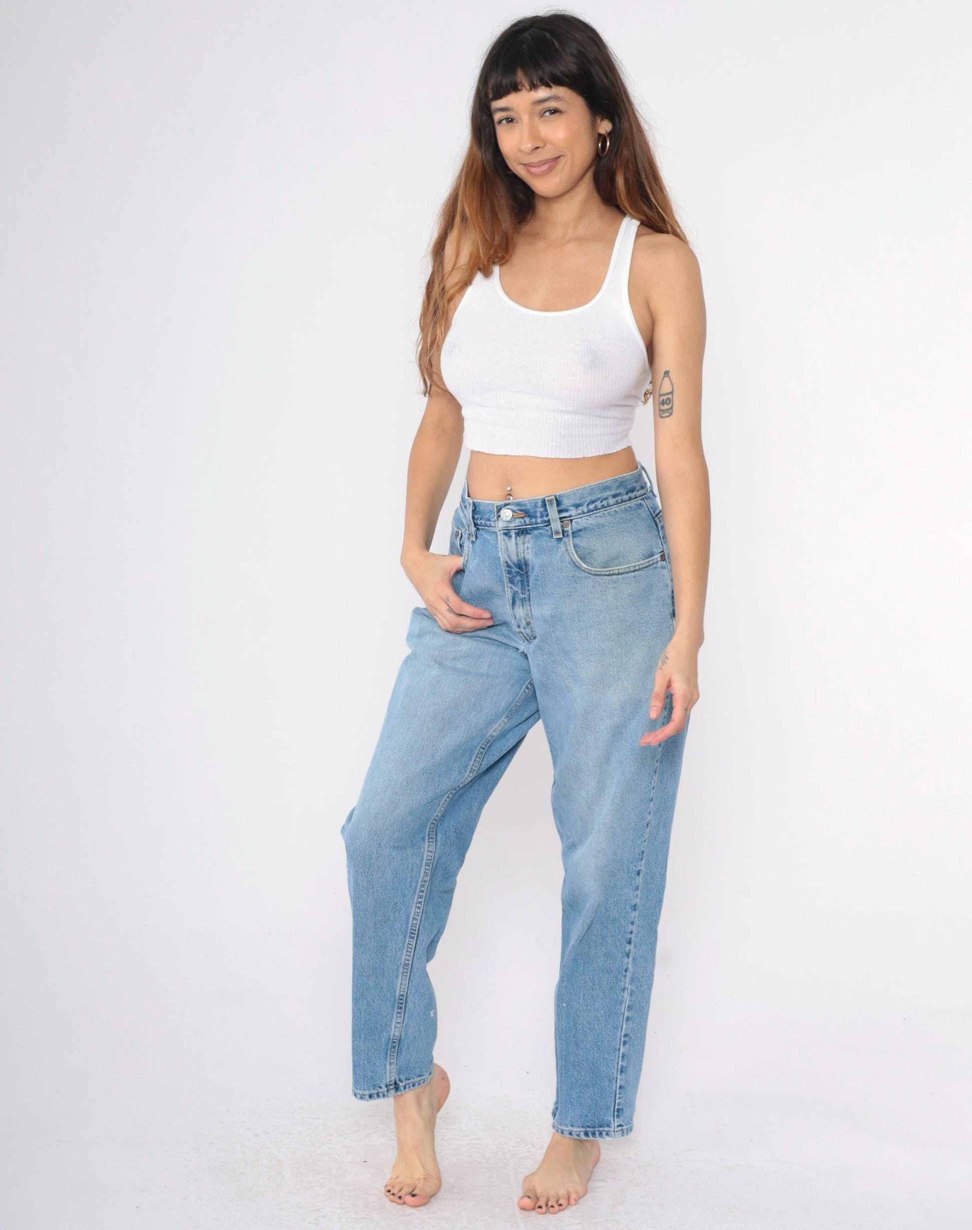 90s Levi's 560 High Waist Tapered Jeans Blue Denim Men's 32x32