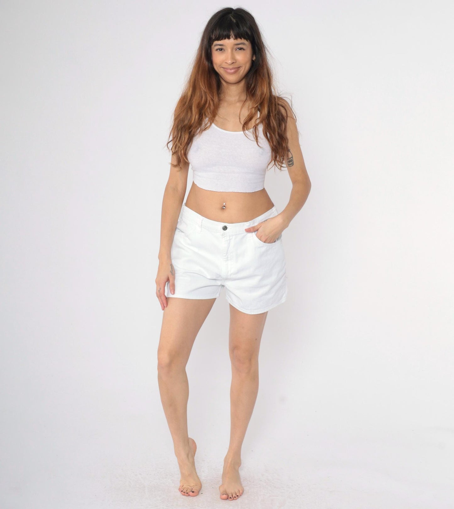 90s Levi's White Denim Shorts High Rise Jean Shorts Large L