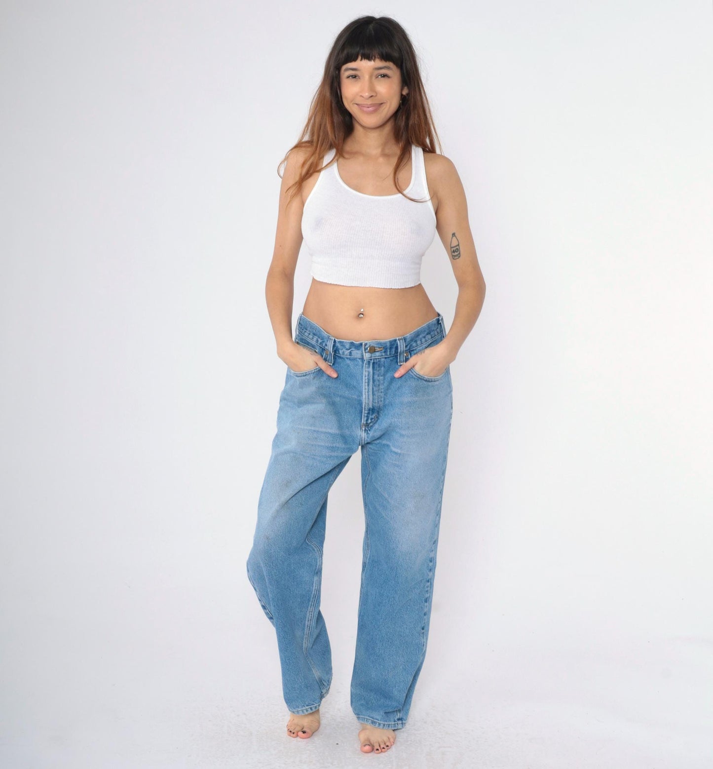 00s Carhartt High Rise Straight Leg Jeans Blue Denim 38x32 Men's Large