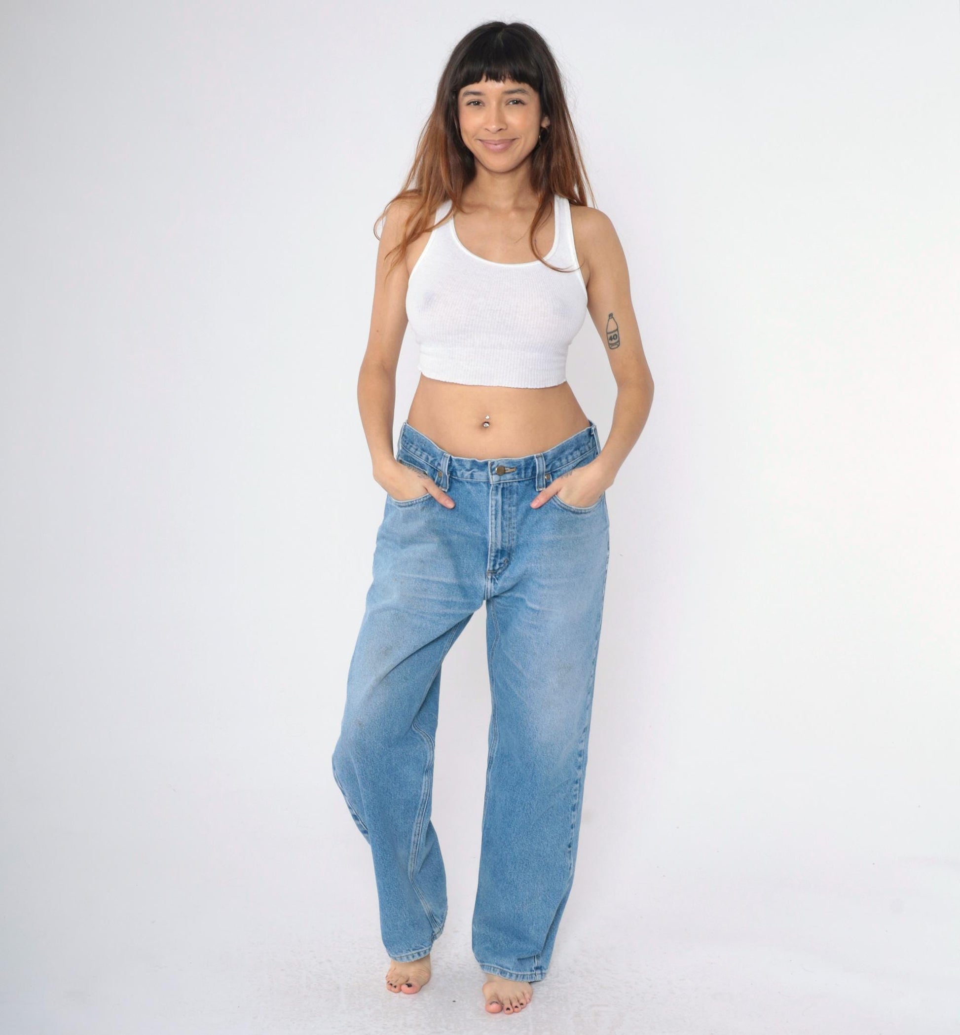 00s Carhartt High Rise Straight Leg Jeans Blue Denim 38x32 Men's Large