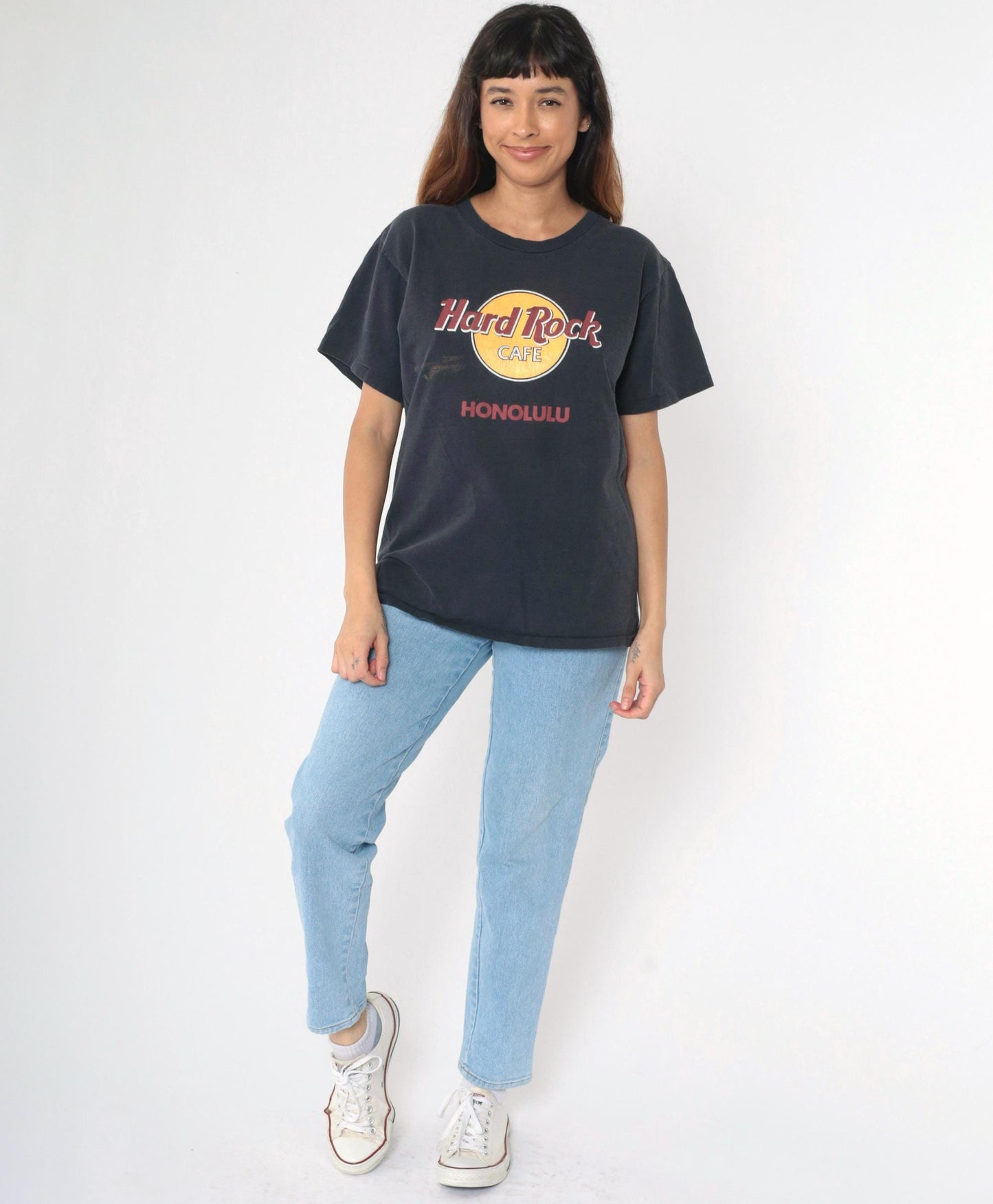 90s Hard Rock Cafe Honolulu Graphic T-Shirt Black Single Stitch Medium M