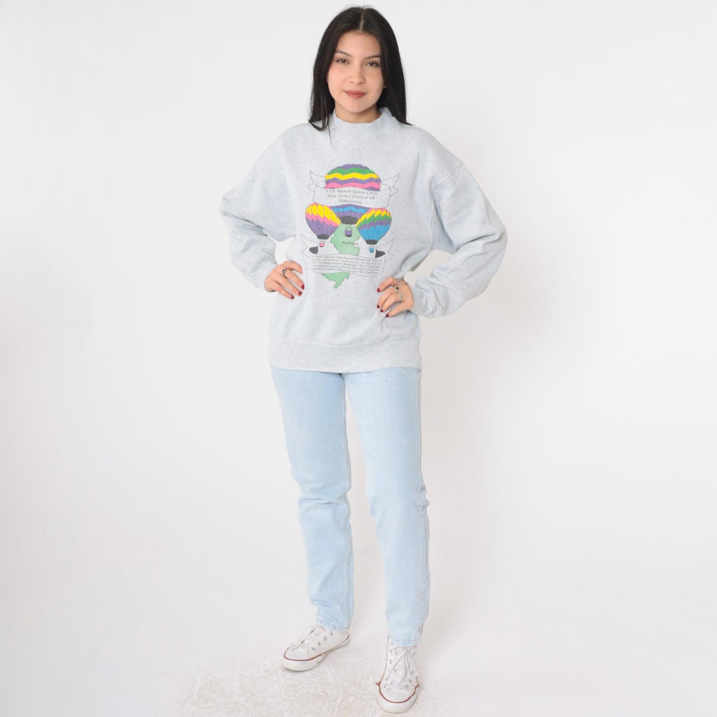 90s Hot Air Balloon Festival New Jersey Sweatshirt Grey Fruit of the Loom Large
