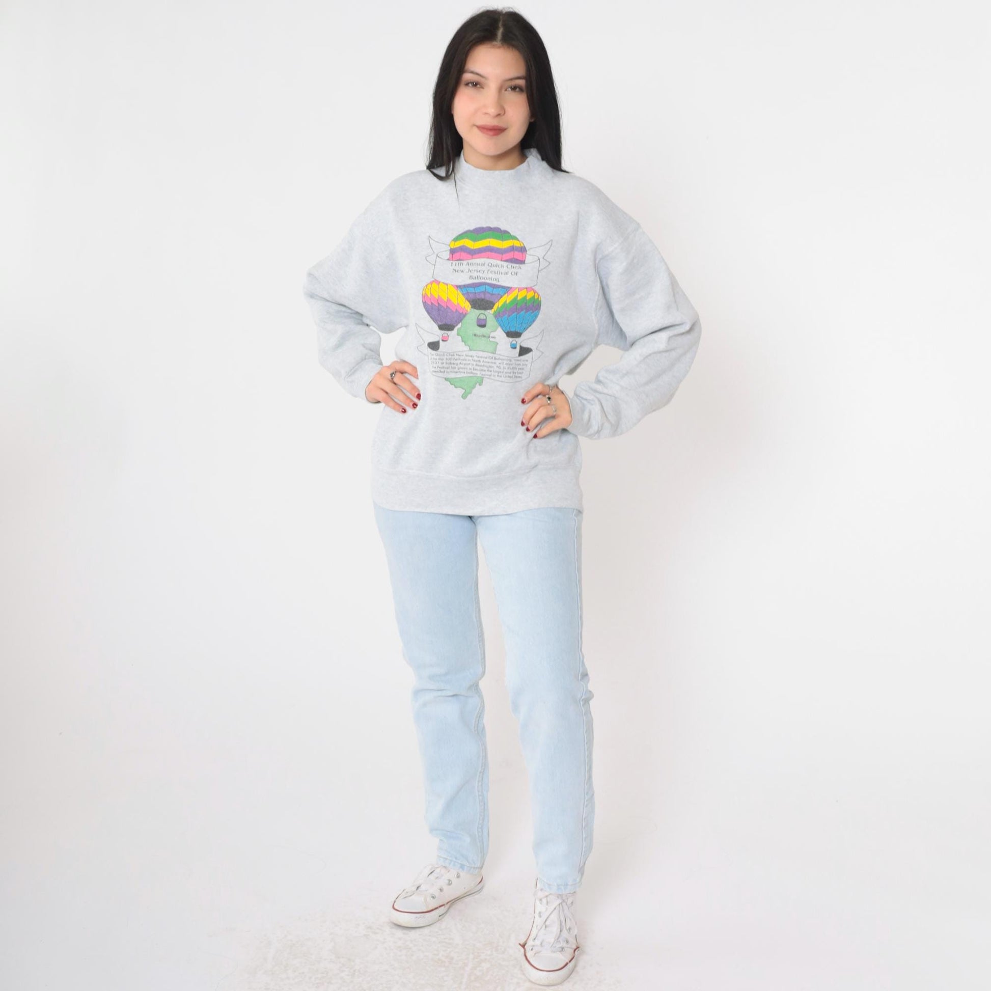 90s Hot Air Balloon Festival New Jersey Sweatshirt Grey Fruit of the Loom Large