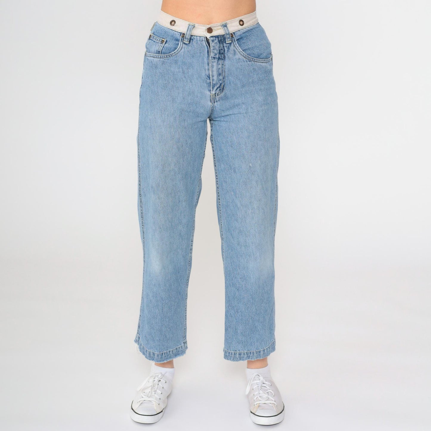 90s GX Gwen Stefani High Rise Straight Leg Jeans Blue Eyelet Youth 12