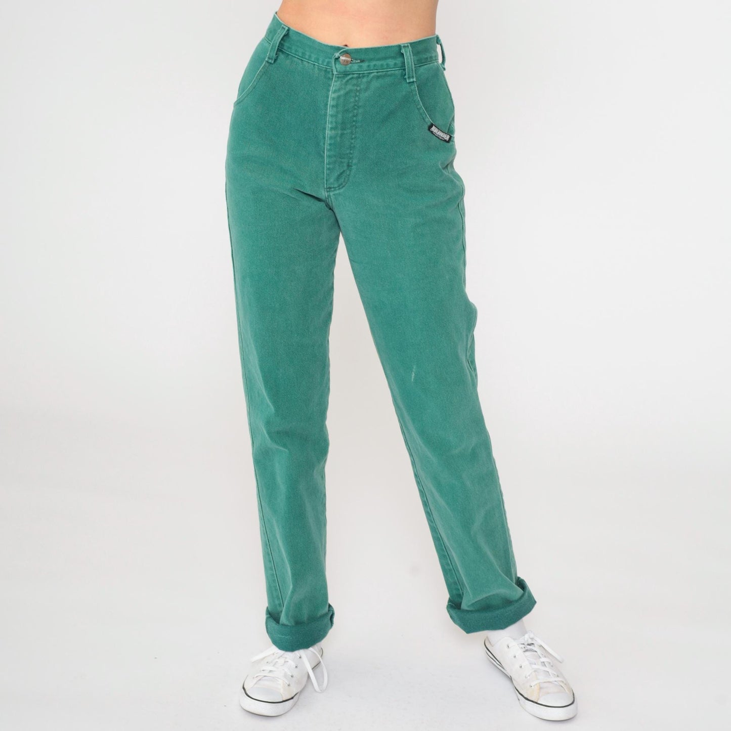90s Roughrider Green Denim Western Jeans High Waist Straight Leg Extra Small XS