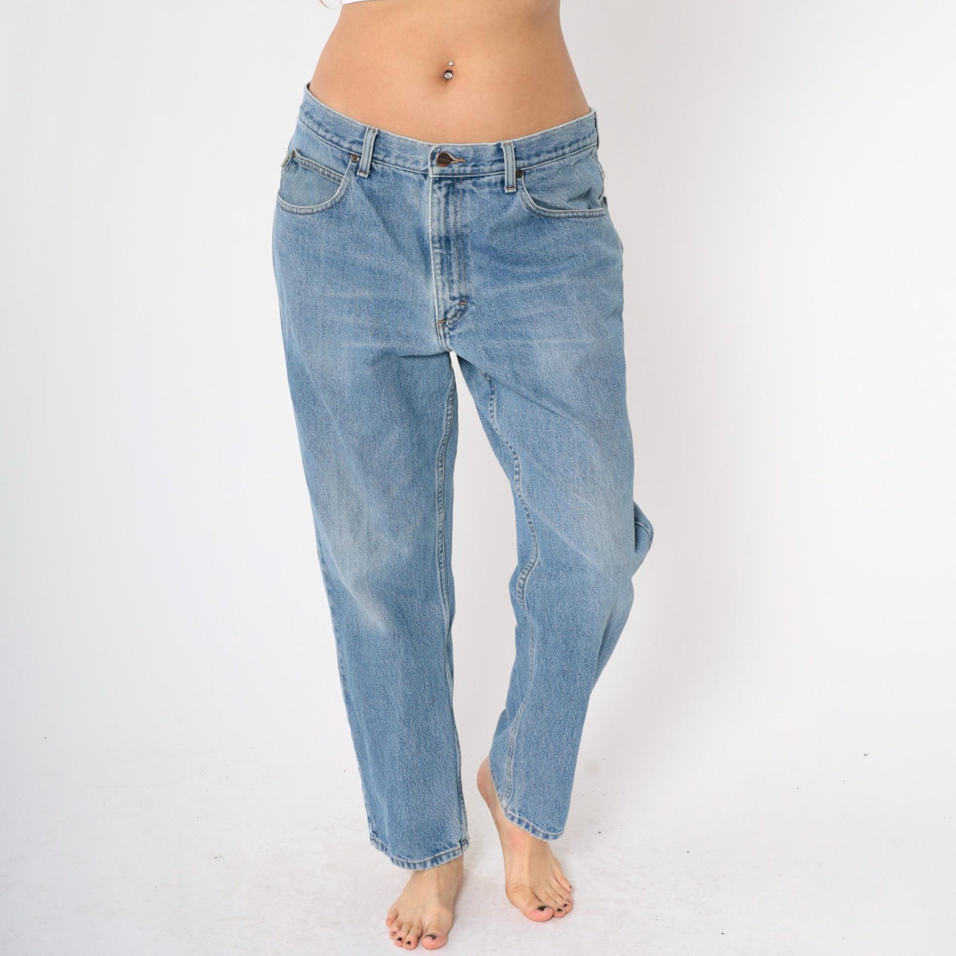 90s L.L. Bean Jeans Men's High Rise Straight Leg Faded Blue Denim 34W