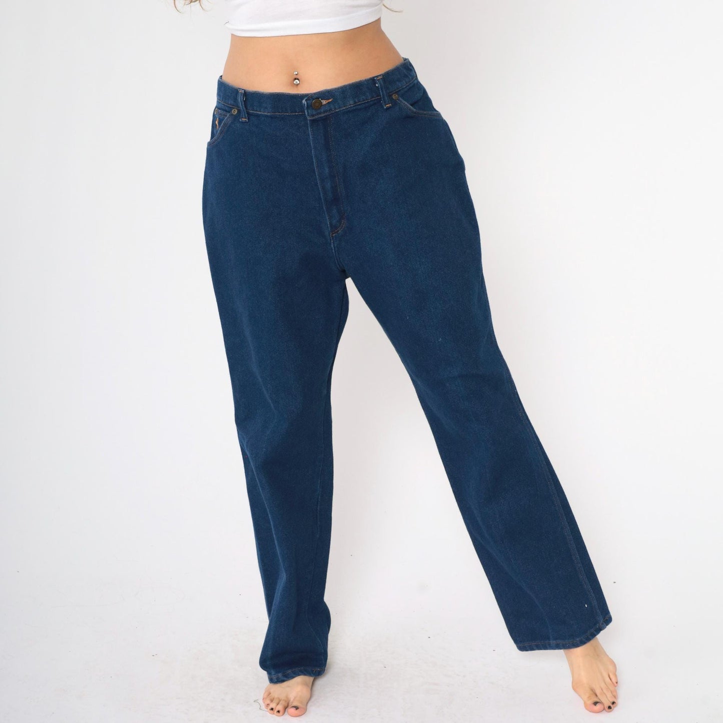 80s Wrangler Dark Wash Straight Leg High Waist Jeans Extra Large