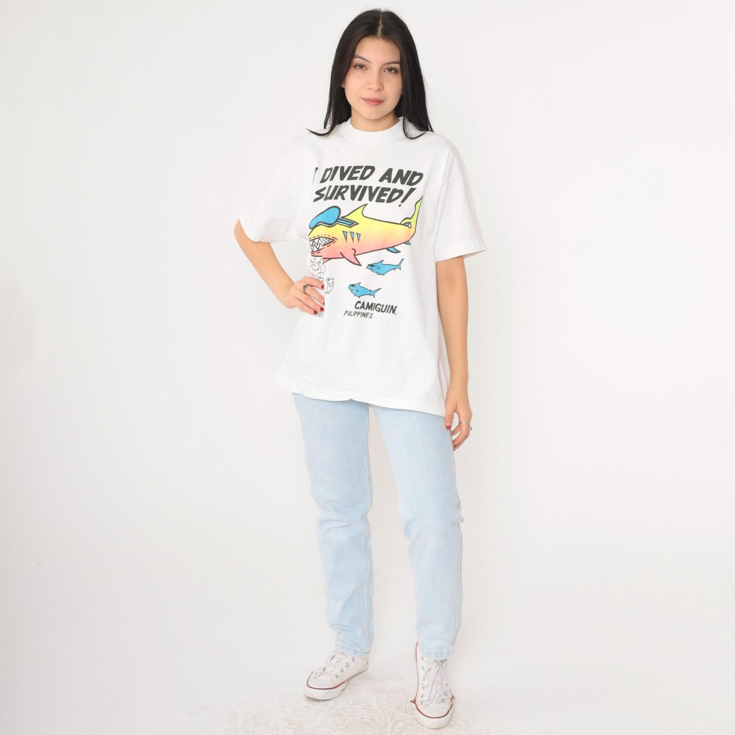 90s Camiguin Philippines Scuba Diving Shark Graphic Tee XL