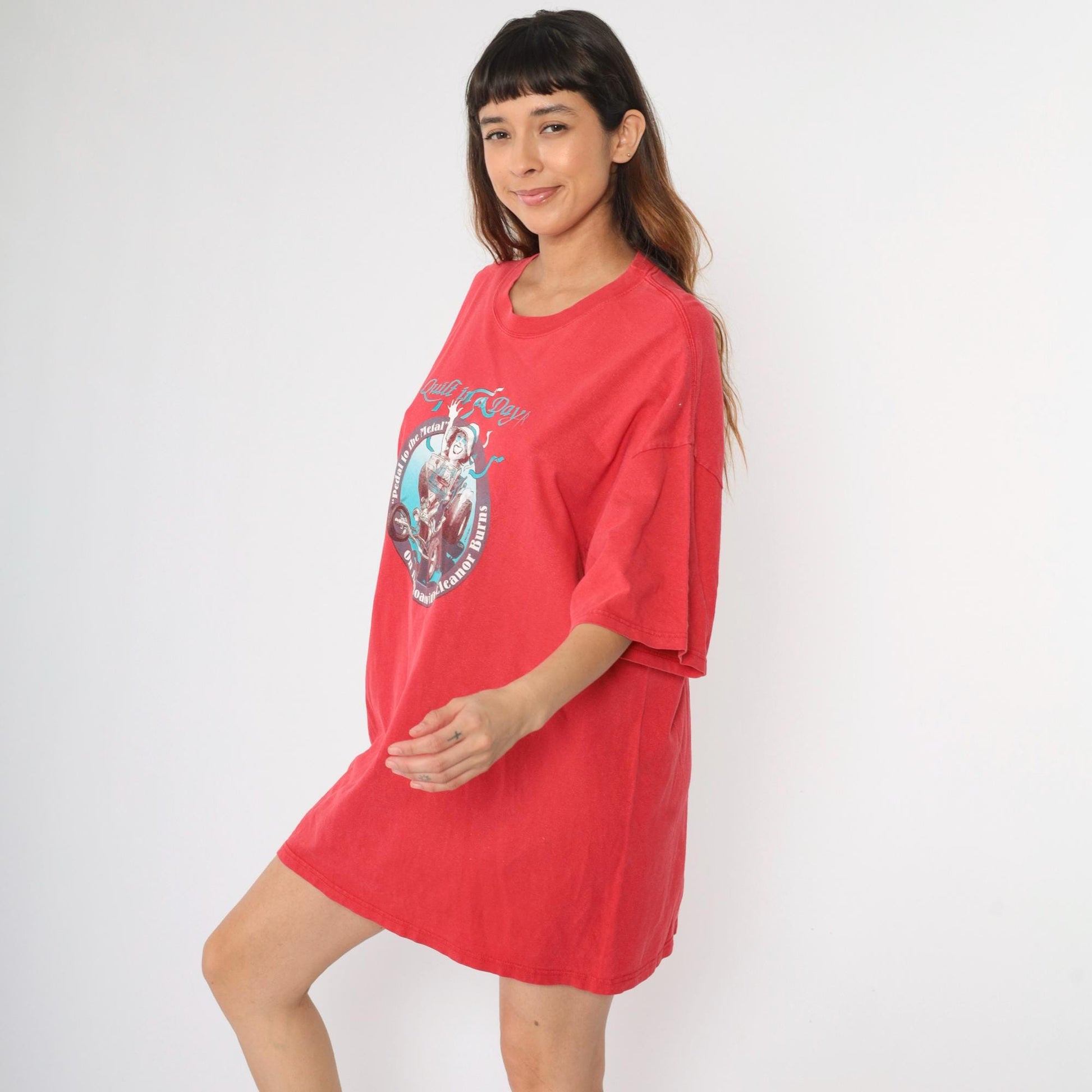 Y2K Eleanor Burns Quilt In A Day Graphic T-Shirt Dress Red Hot Rod XXL