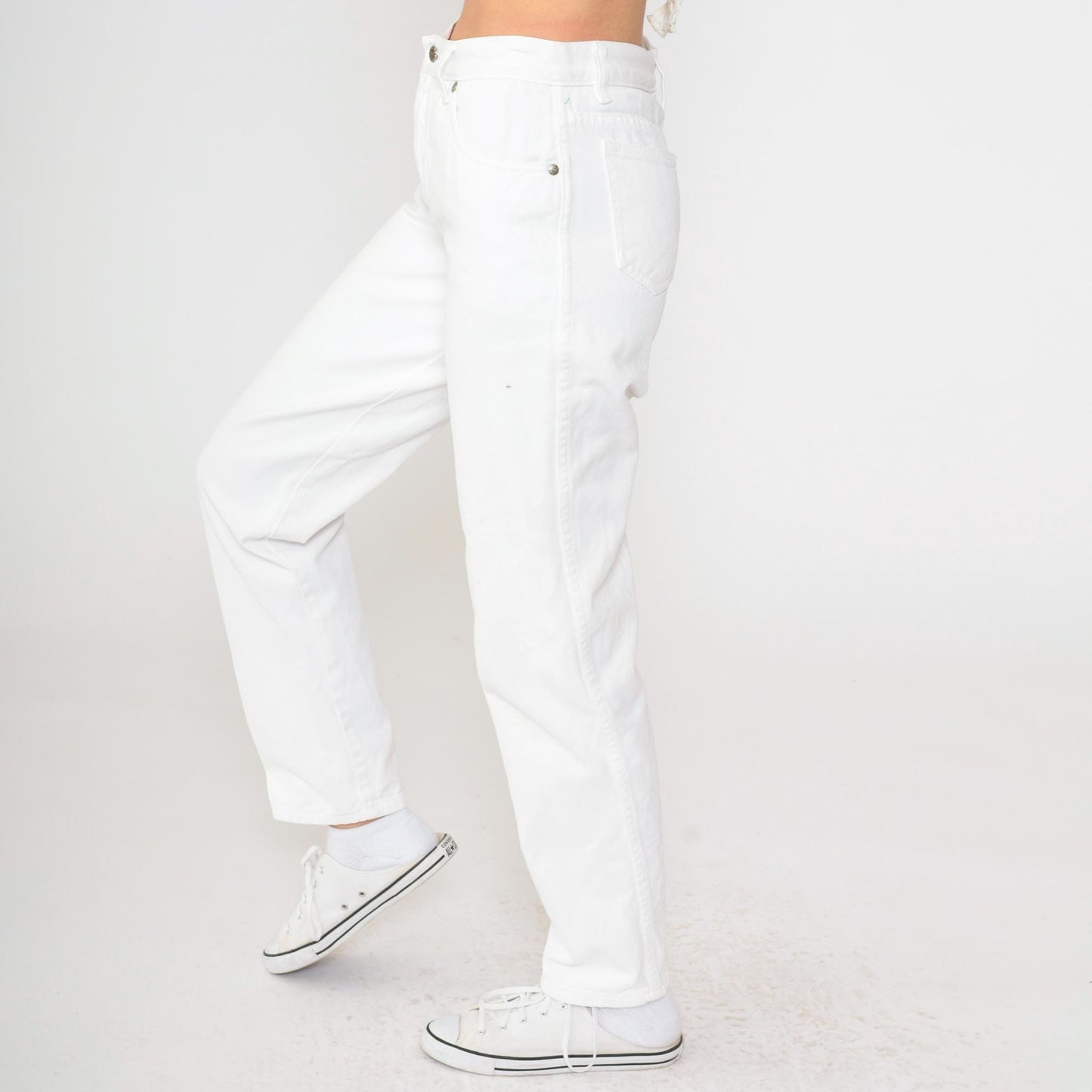 90s Guess White Denim High-Rise Straight-Leg Jeans Small 29