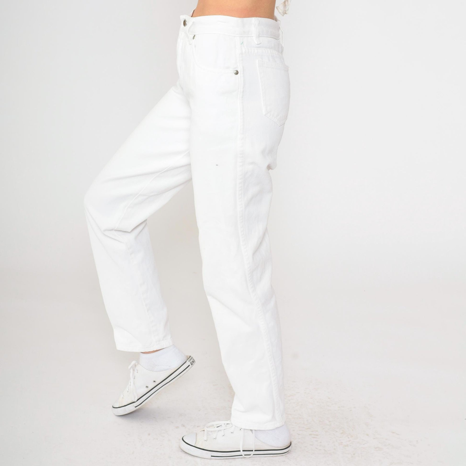 90s Guess White Denim High-Rise Straight-Leg Jeans Small 29