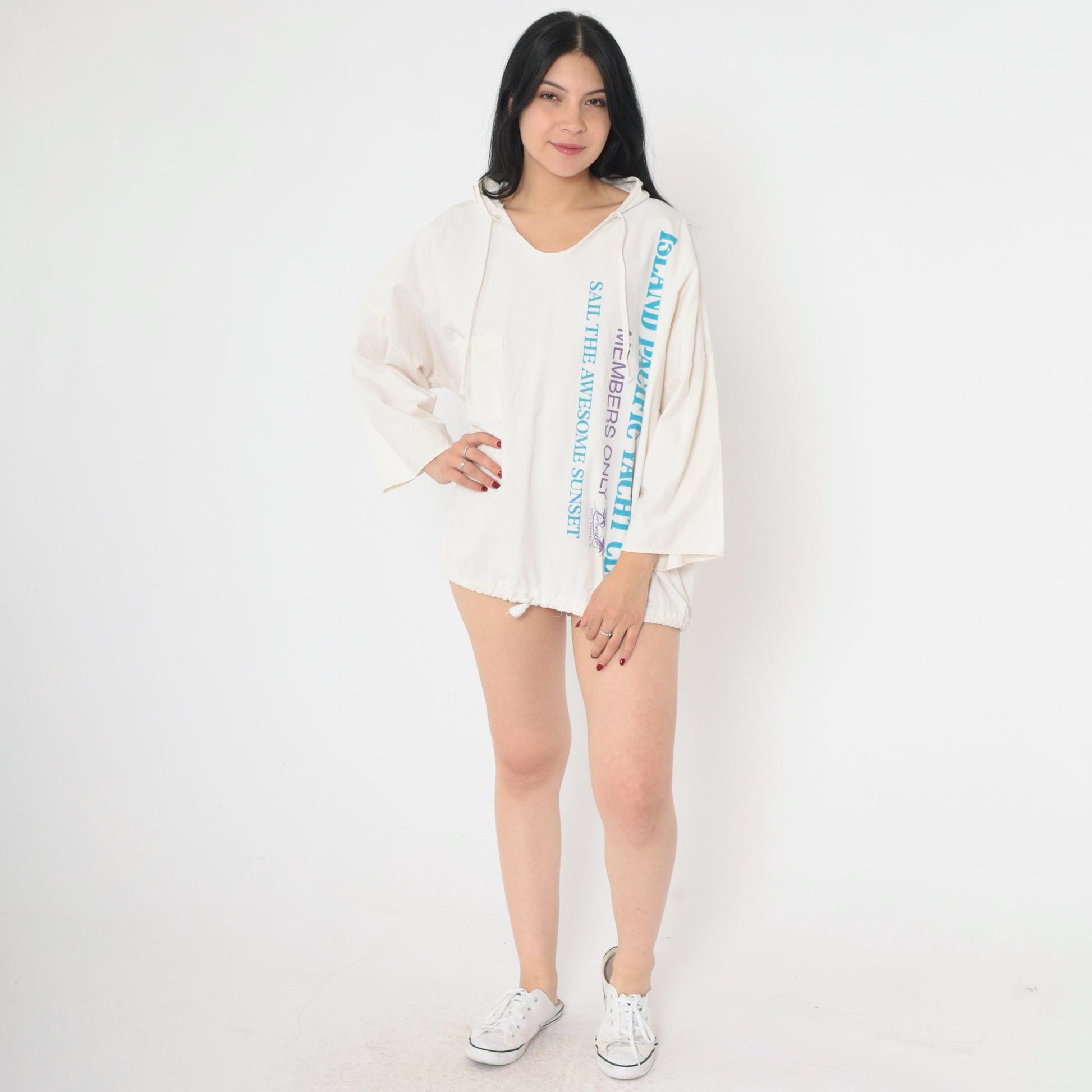 90s Island Pacific Yacht Club Sailboat Hoodie Off-White Double-Sided Graphic Cotton