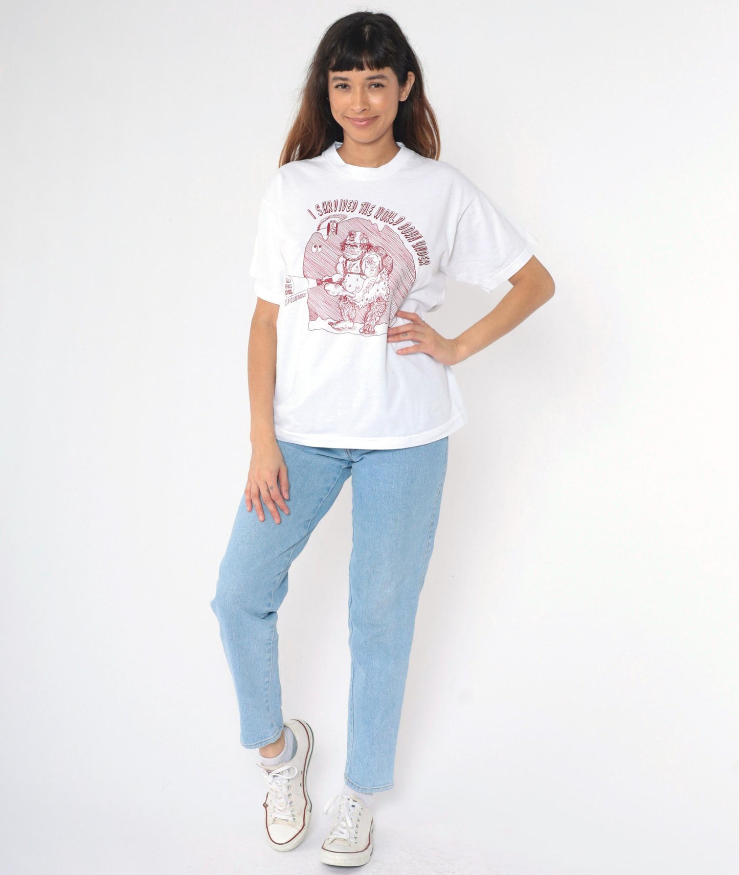 90s Rolla Middle School Spelunkers Graphic T-Shirt White Caveman Tee Large