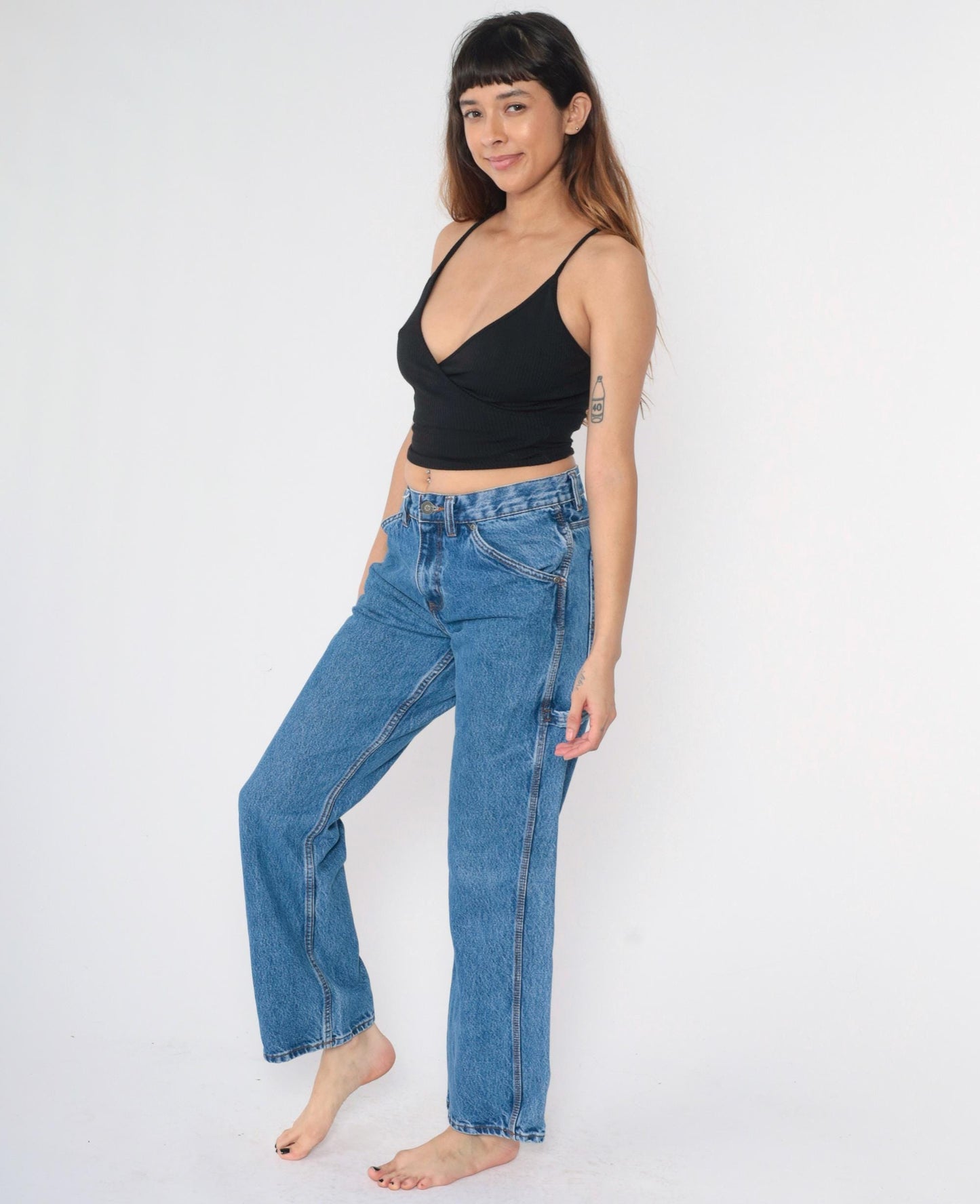 Schmidt Workwear High Rise Straight Leg Jeans Hammer Loop Light Wash 30x32